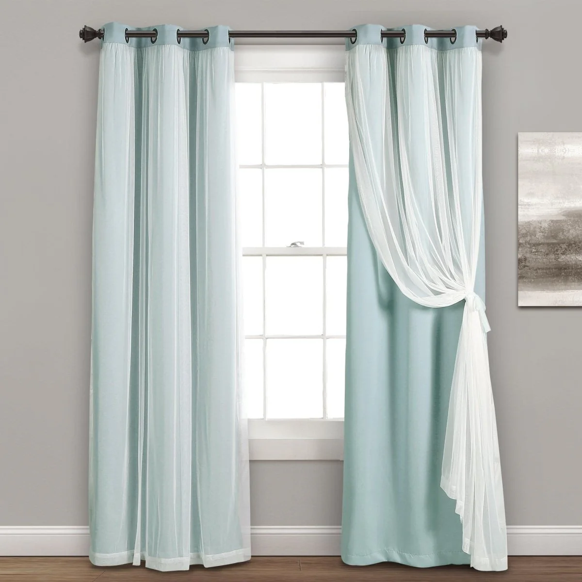Grommet Sheer With Insulated Blackout Lining Curtain Panel Set - Image 31