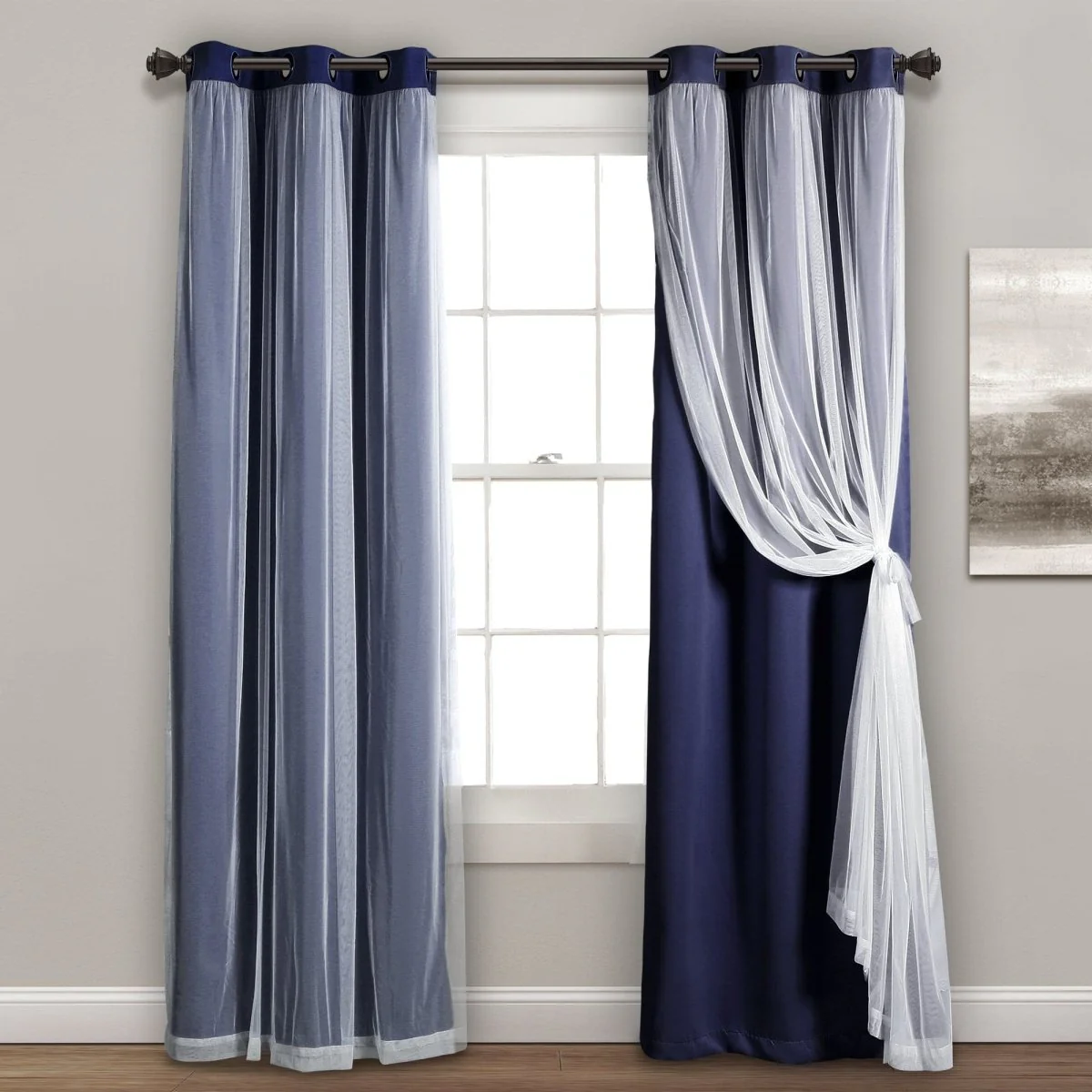 Grommet Sheer With Insulated Blackout Lining Curtain Panel Set - Image 32