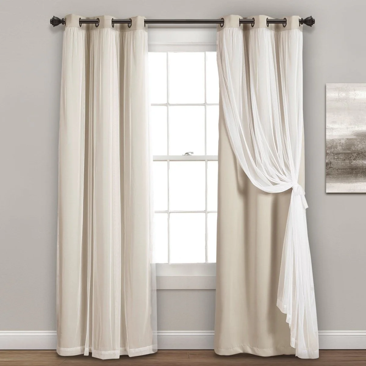 Grommet Sheer With Insulated Blackout Lining Curtain Panel Set - Image 33