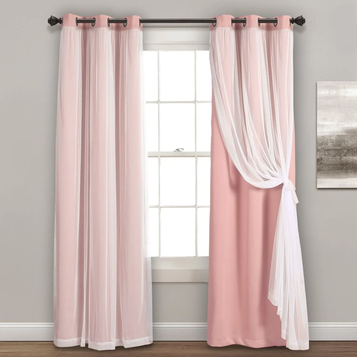 Grommet Sheer With Insulated Blackout Lining Curtain Panel Set - Image 34