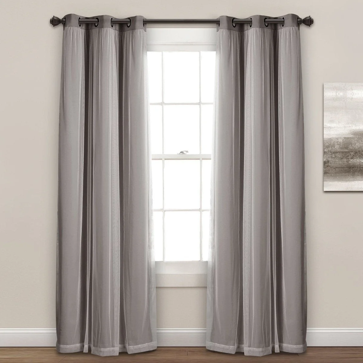 Grommet Sheer With Insulated Blackout Lining Curtain Panel Set - Image 35