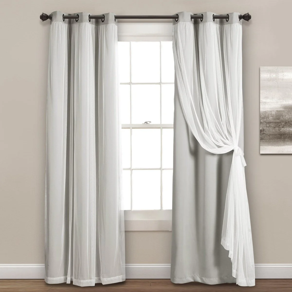 Grommet Sheer With Insulated Blackout Lining Curtain Panel Set - Image 36
