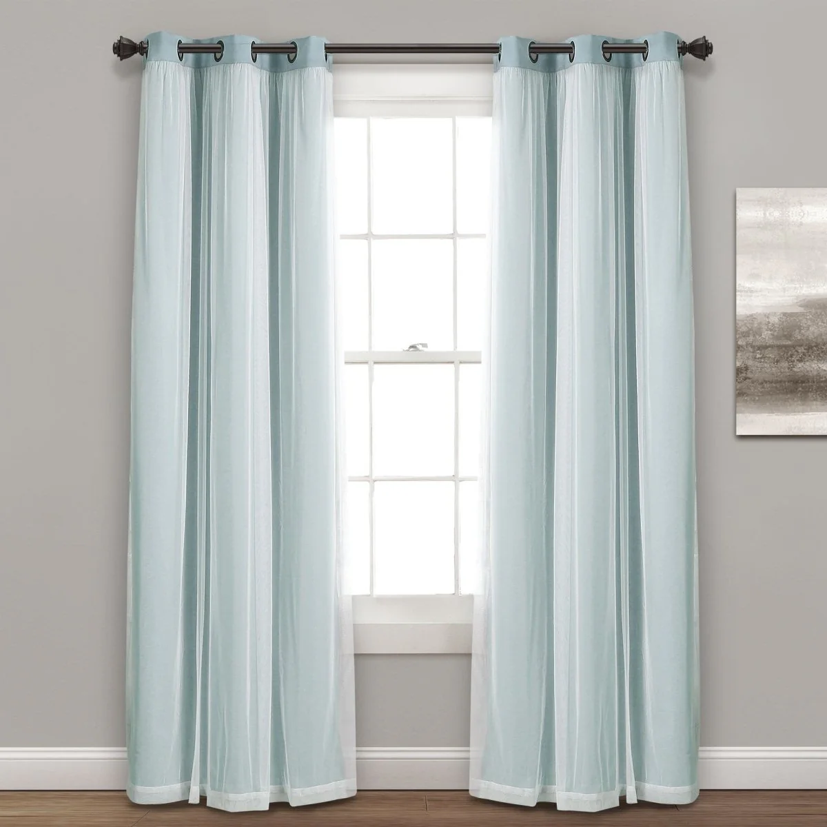 Grommet Sheer With Insulated Blackout Lining Curtain Panel Set - Image 38