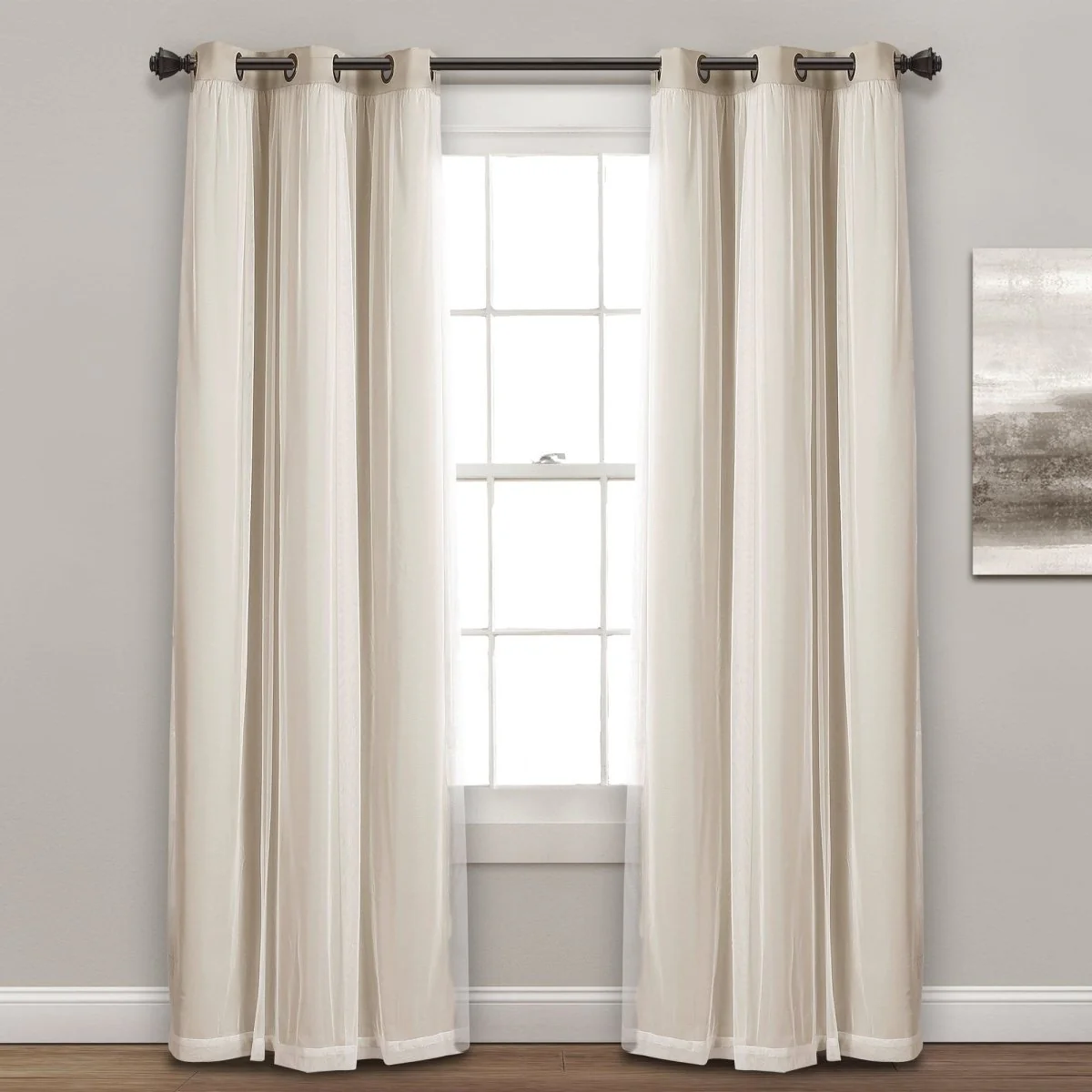 Grommet Sheer With Insulated Blackout Lining Curtain Panel Set - Image 39