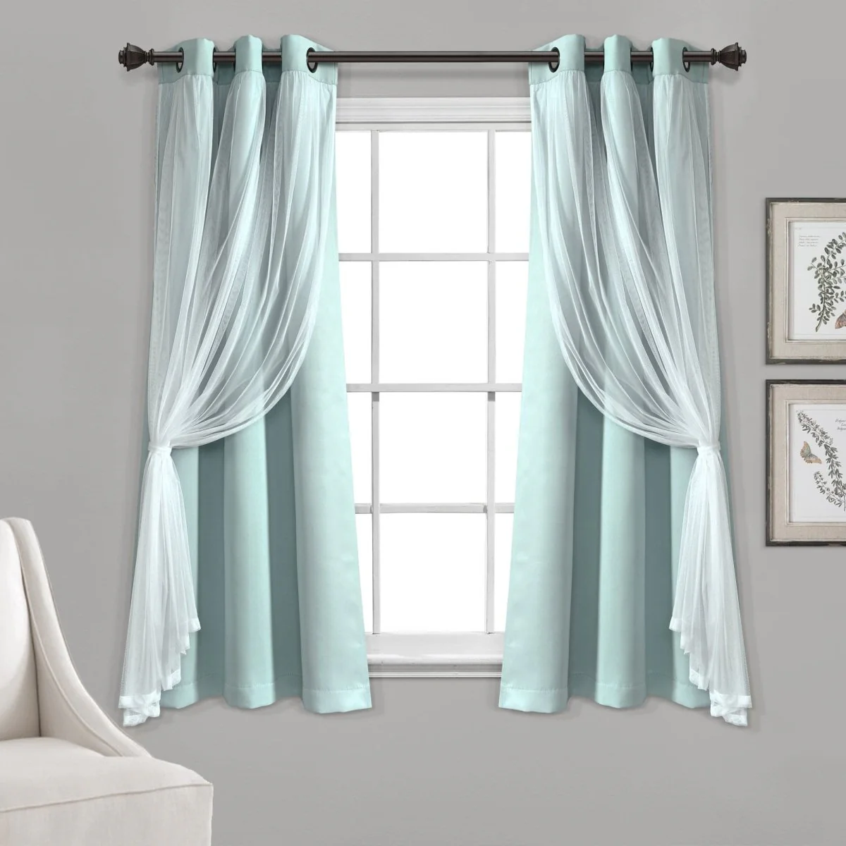Grommet Sheer With Insulated Blackout Lining Curtain Panel Set - Image 4