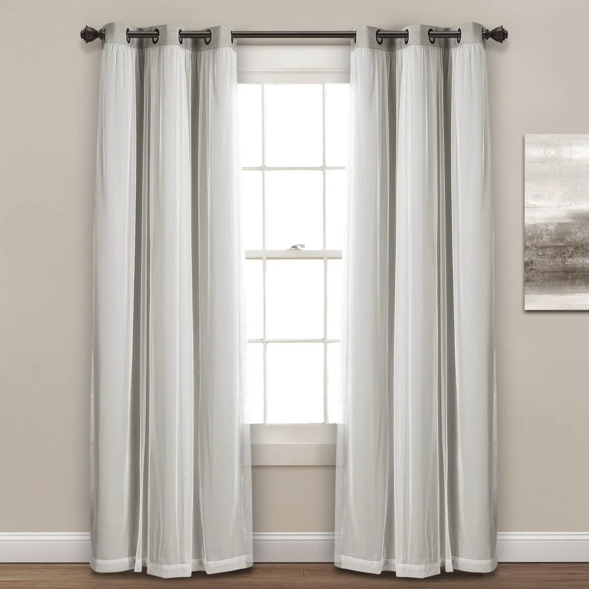 Grommet Sheer With Insulated Blackout Lining Curtain Panel Set - Image 42