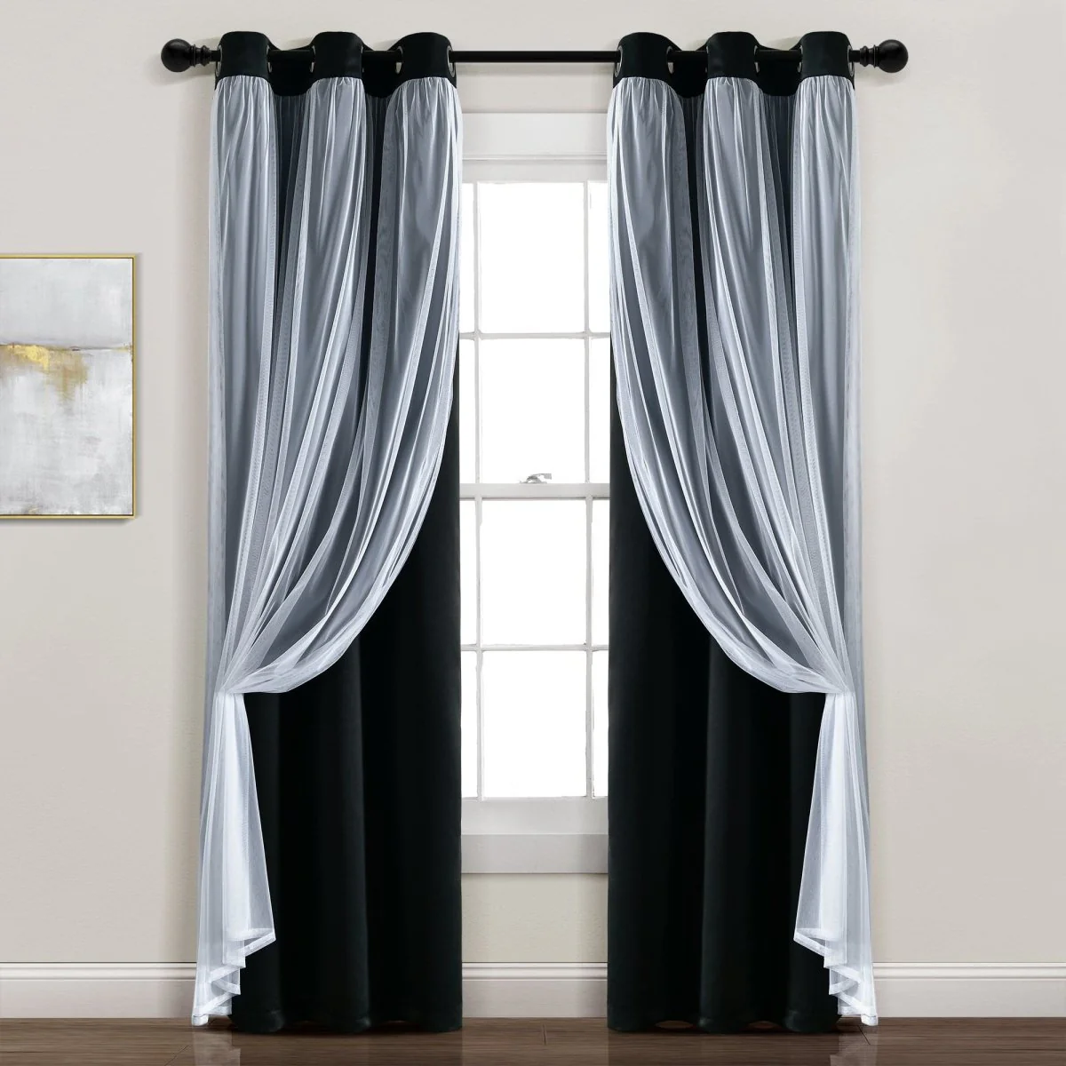 Grommet Sheer With Insulated Blackout Lining Curtain Panel Set - Image 47