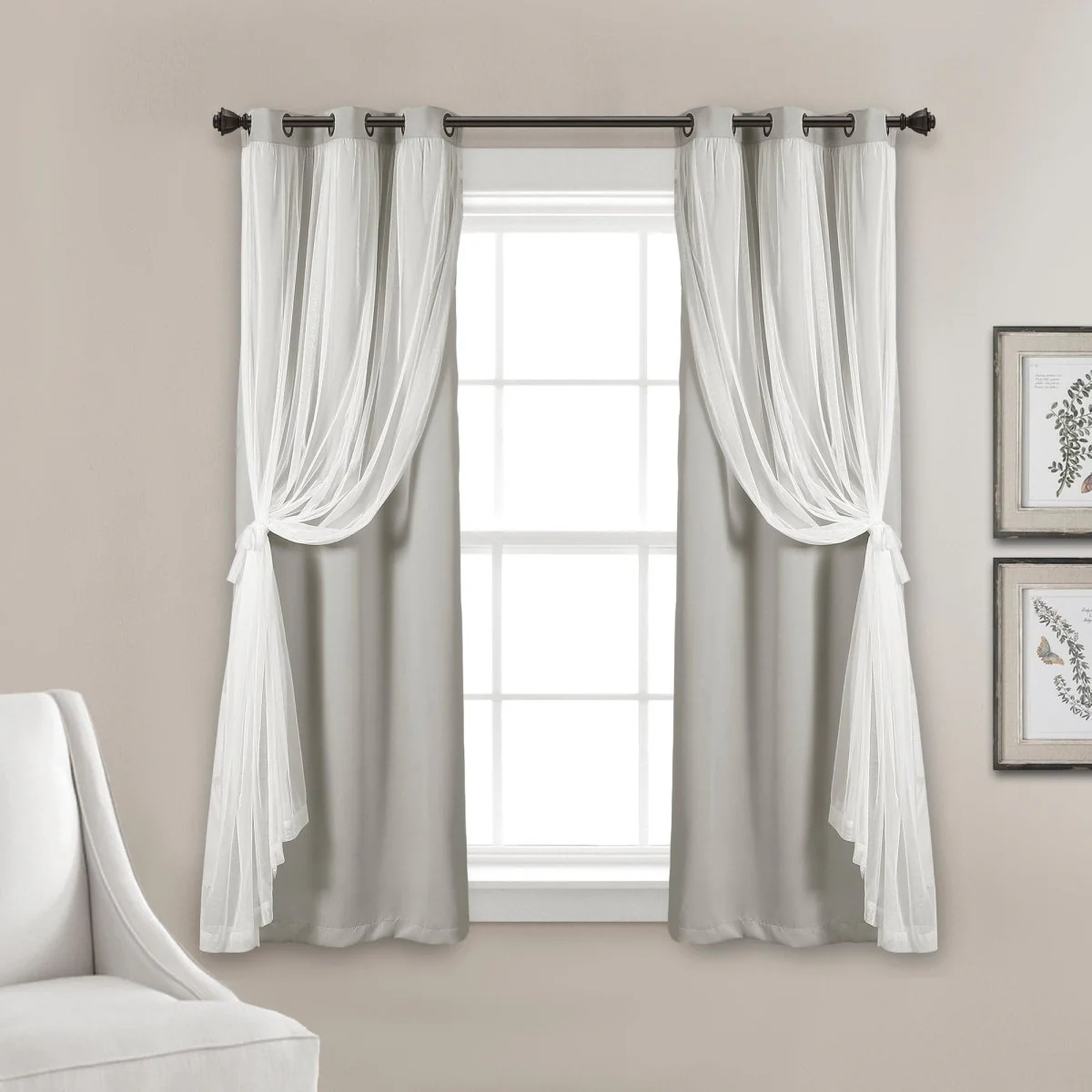 Grommet Sheer With Insulated Blackout Lining Curtain Panel Set - Image 6