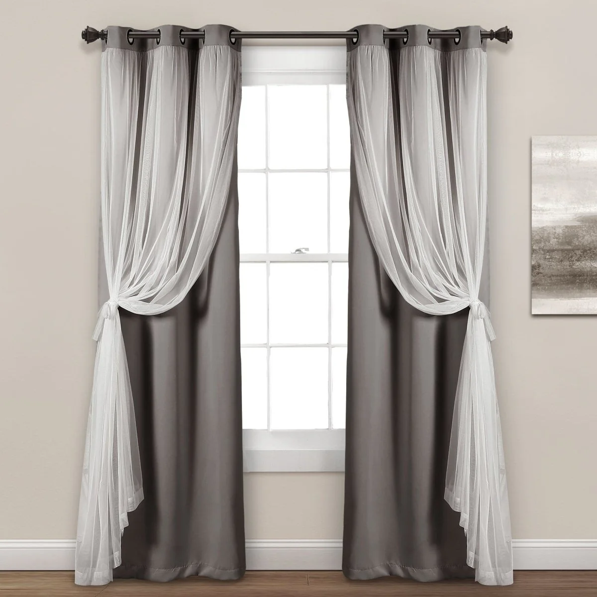 Grommet Sheer With Insulated Blackout Lining Curtain Panel Set - Image 7