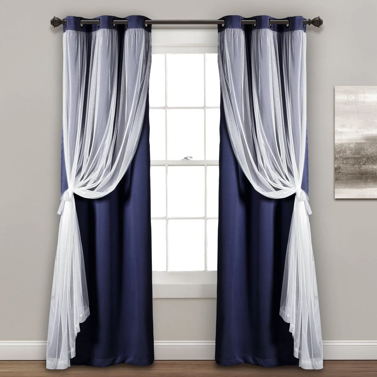 Grommet Sheer With Insulated Blackout Lining Curtain Panel Set - Image 8