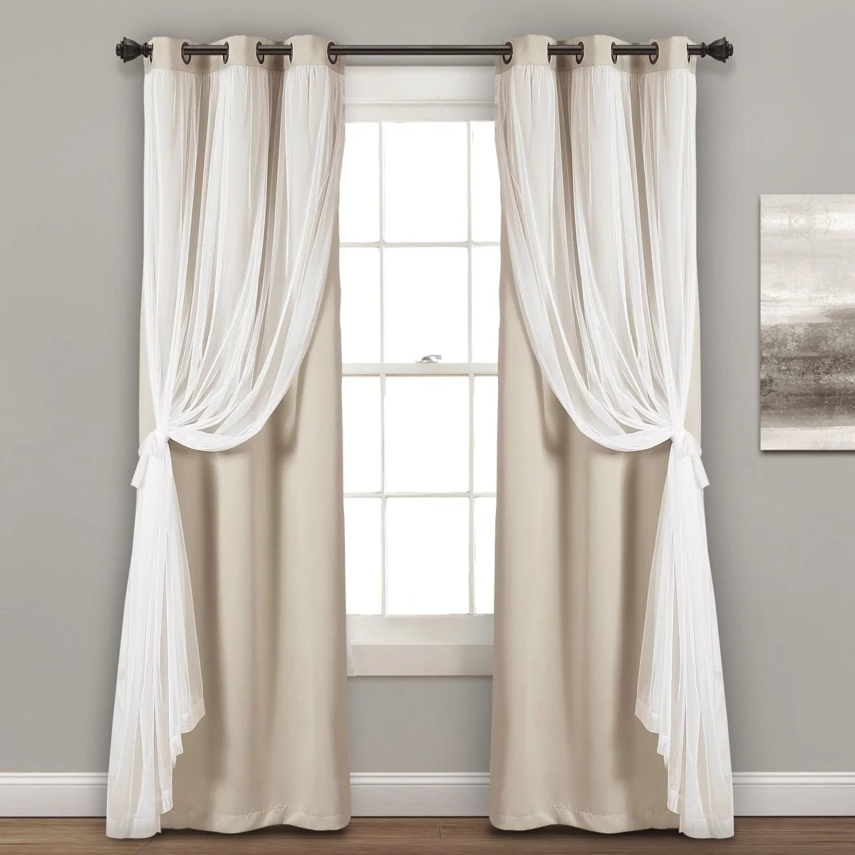 Grommet Sheer With Insulated Blackout Lining Curtain Panel Set - Image 9