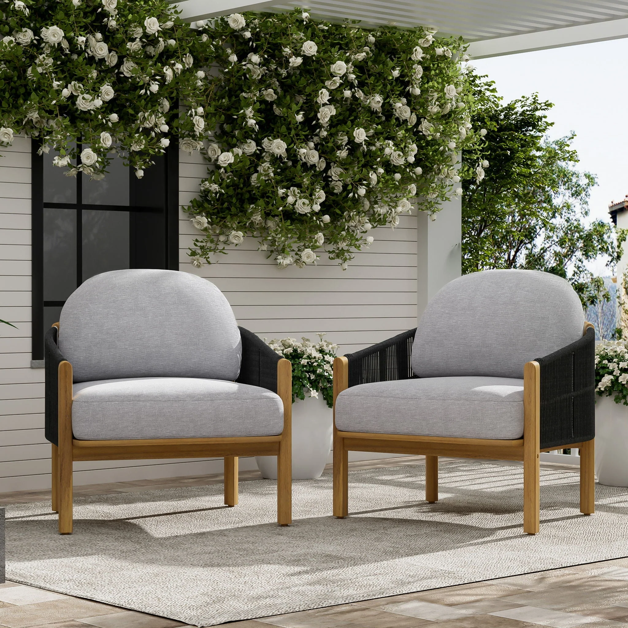 Grotta - Outdoor Wood Club Chair (Set of 2) - Image 3