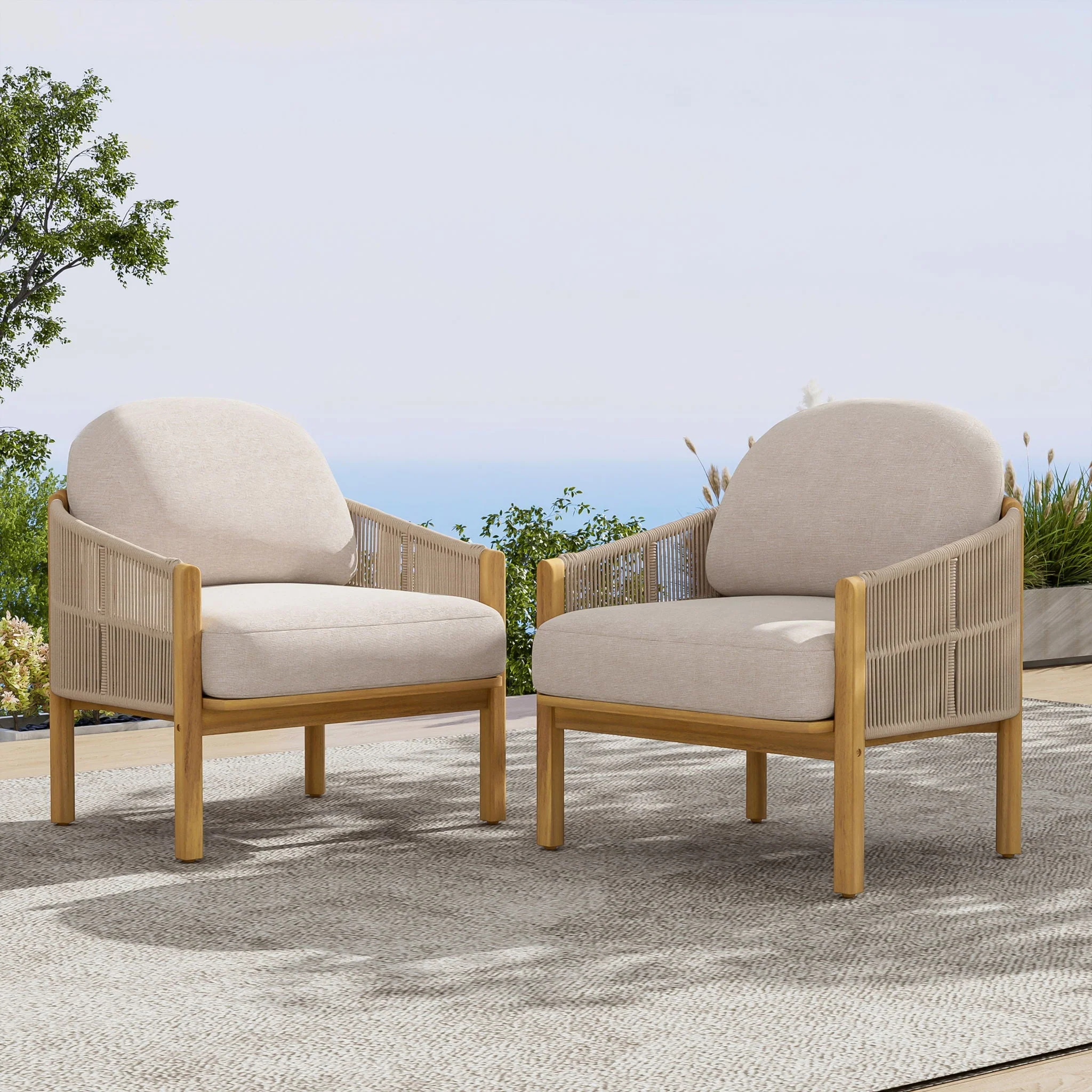 Grotta - Outdoor Wood Club Chair (Set of 2) - Image 5