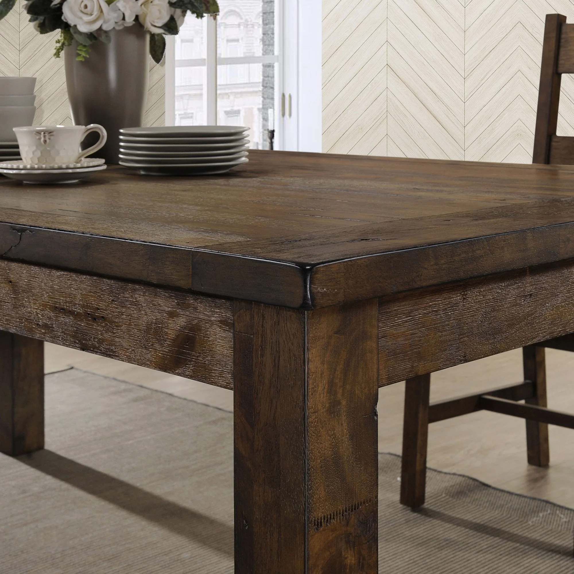 Guster Rustic Golden Brown Rectangular Dining Table - Image 4