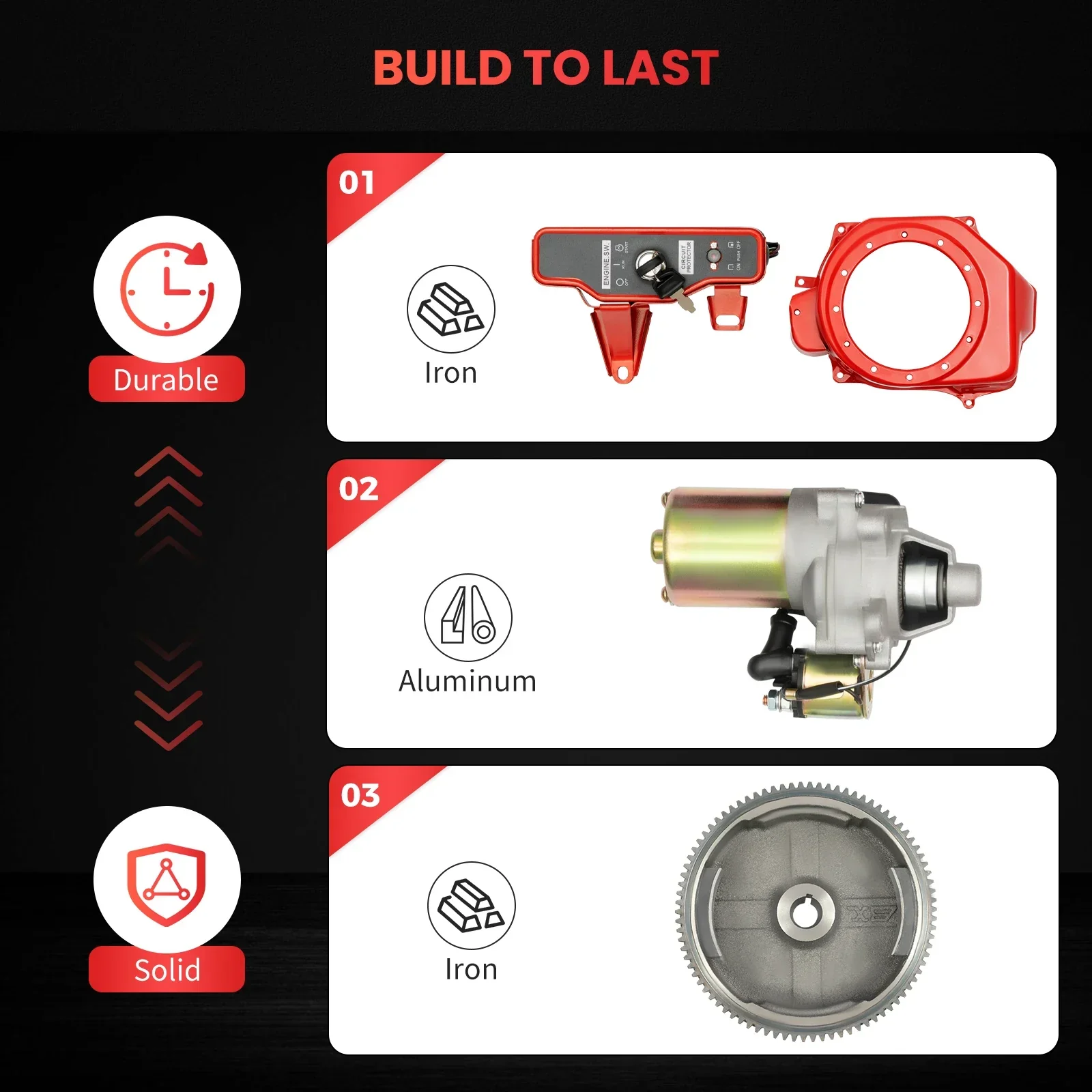 GX160 GX200 Flywheel Kit 12V Aluminum Iron Copper 17cm 5.3kg Engine Replacement - Image 3