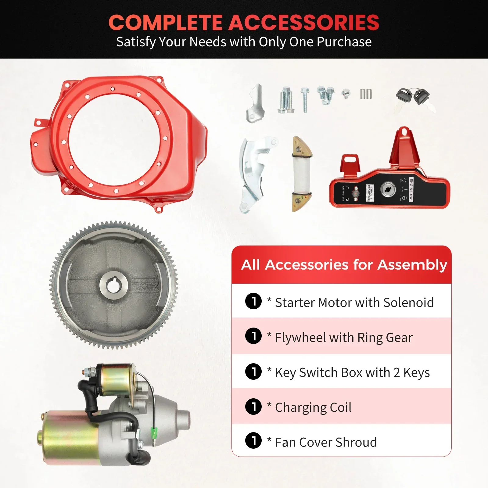 GX160 GX200 Flywheel Kit 12V Aluminum Iron Copper 17cm 5.3kg Engine Replacement - Image 4