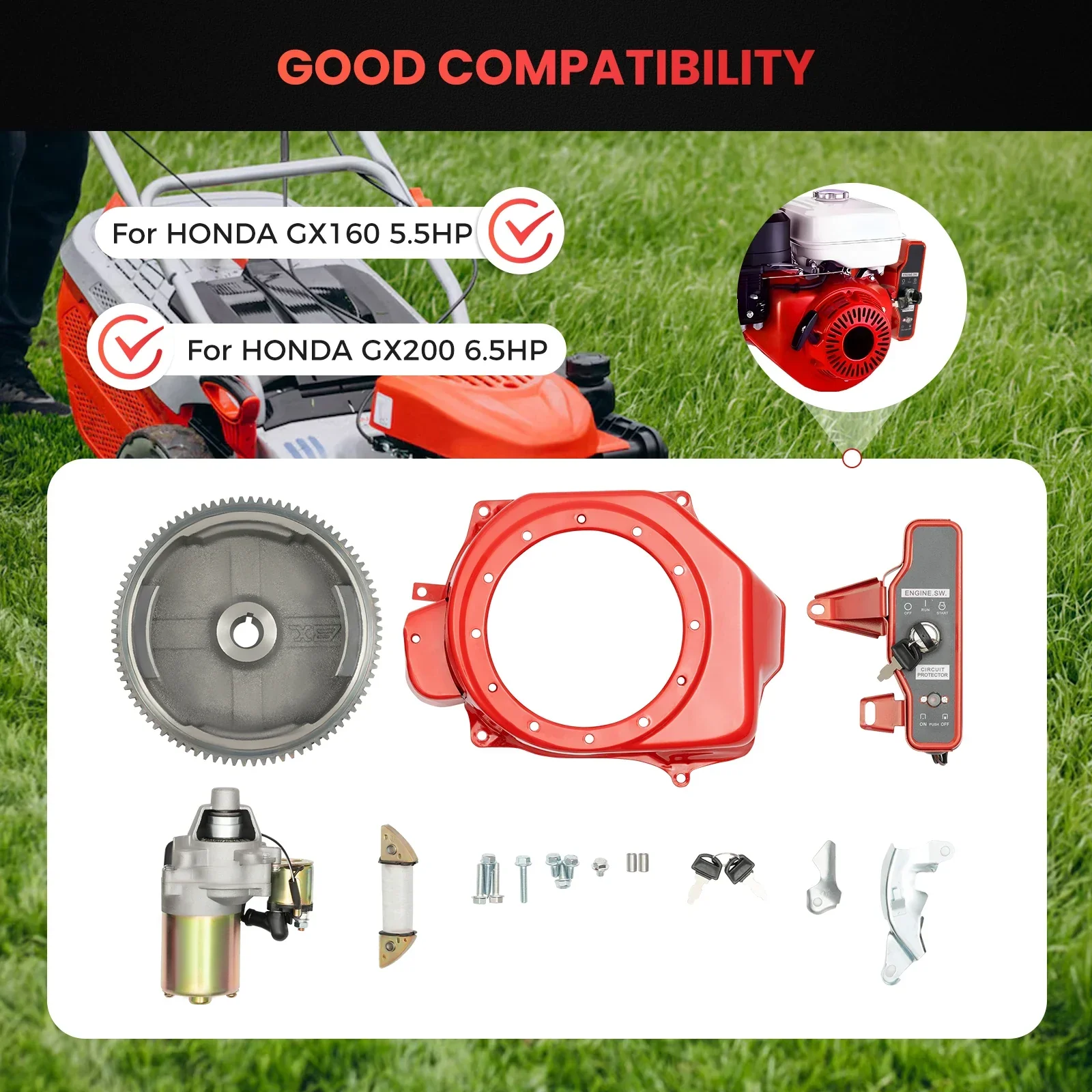 GX160 GX200 Flywheel Kit 12V Aluminum Iron Copper 17cm 5.3kg Engine Replacement - Image 5