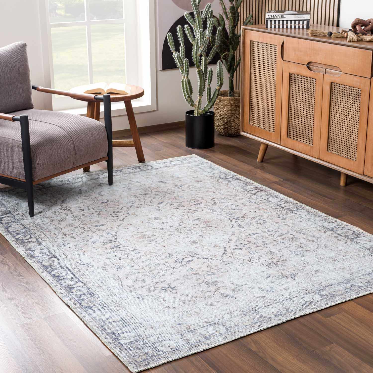 Haile Green & Pink Washable Area Rug - Image 11