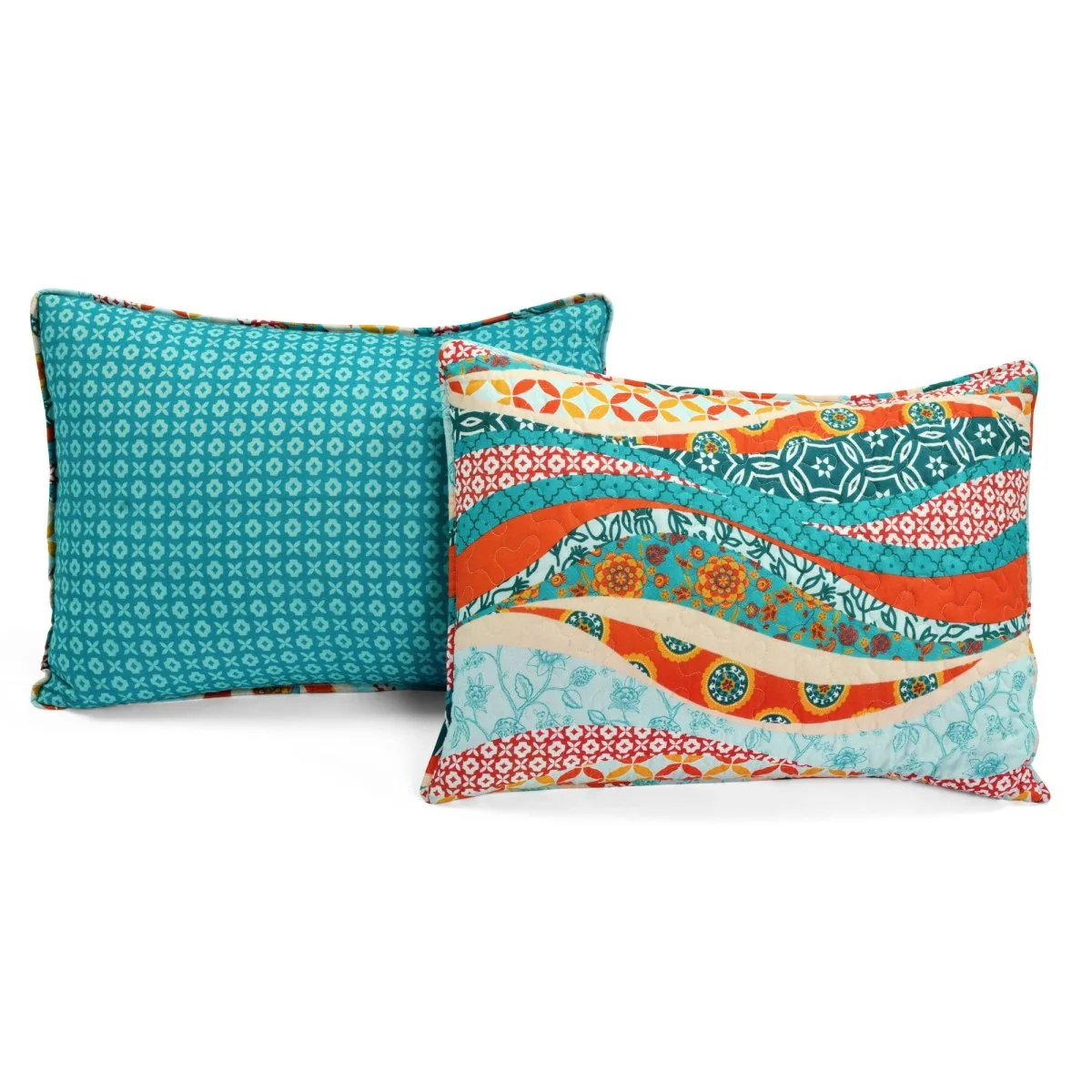 Hailey Watercolor Wave Reversible Cotton Quilt 3 Piece Set - Image 5