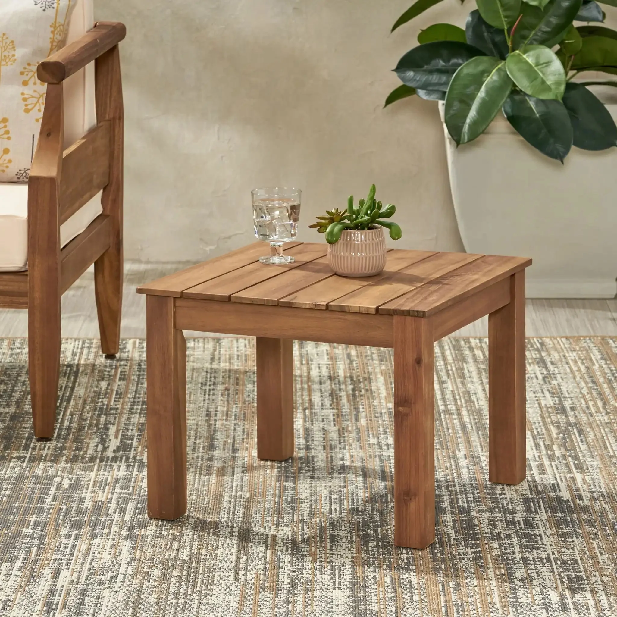 Halcyon - Outdoor Side Table With Slat Design - Image 4