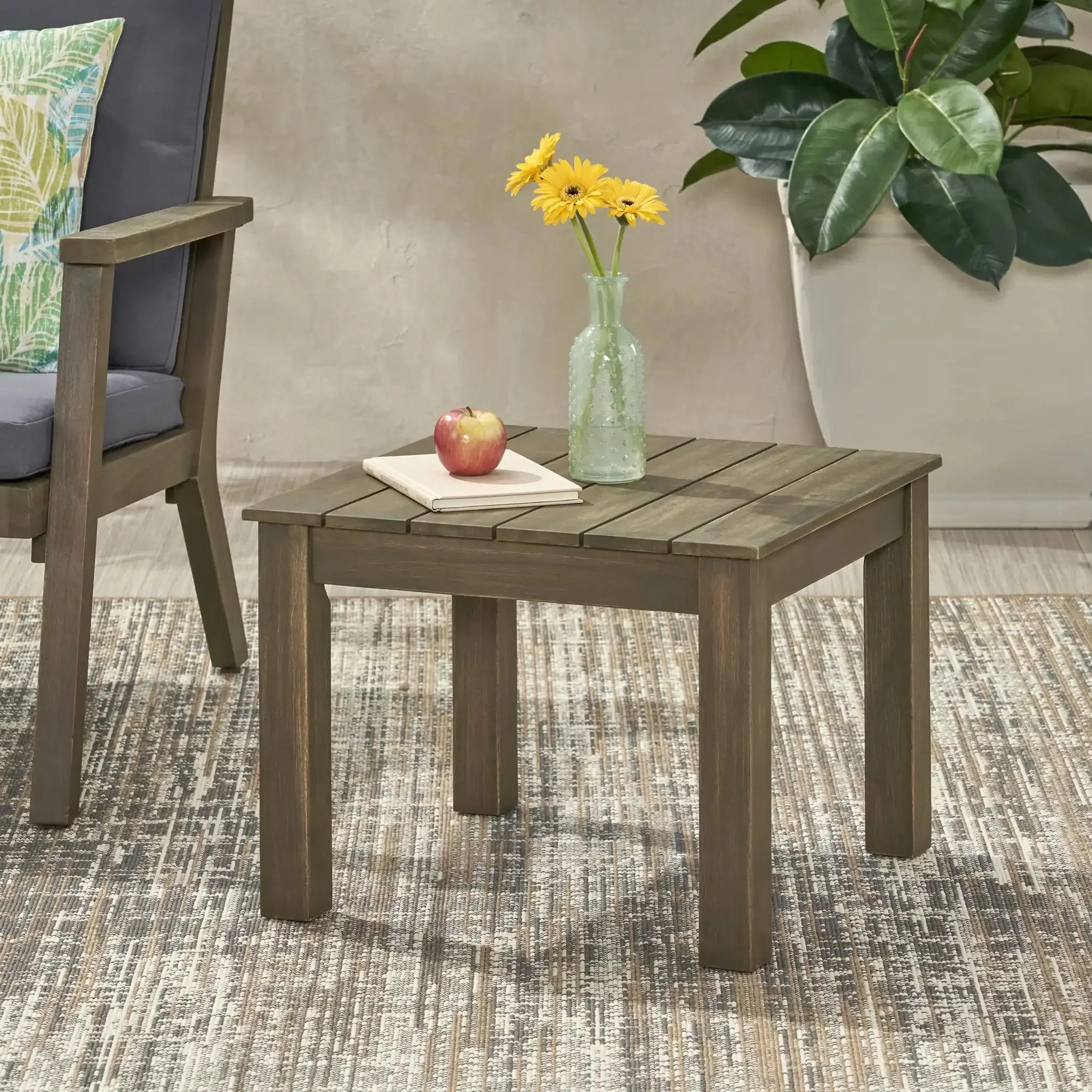 Halcyon - Outdoor Side Table With Slat Design - Image 5