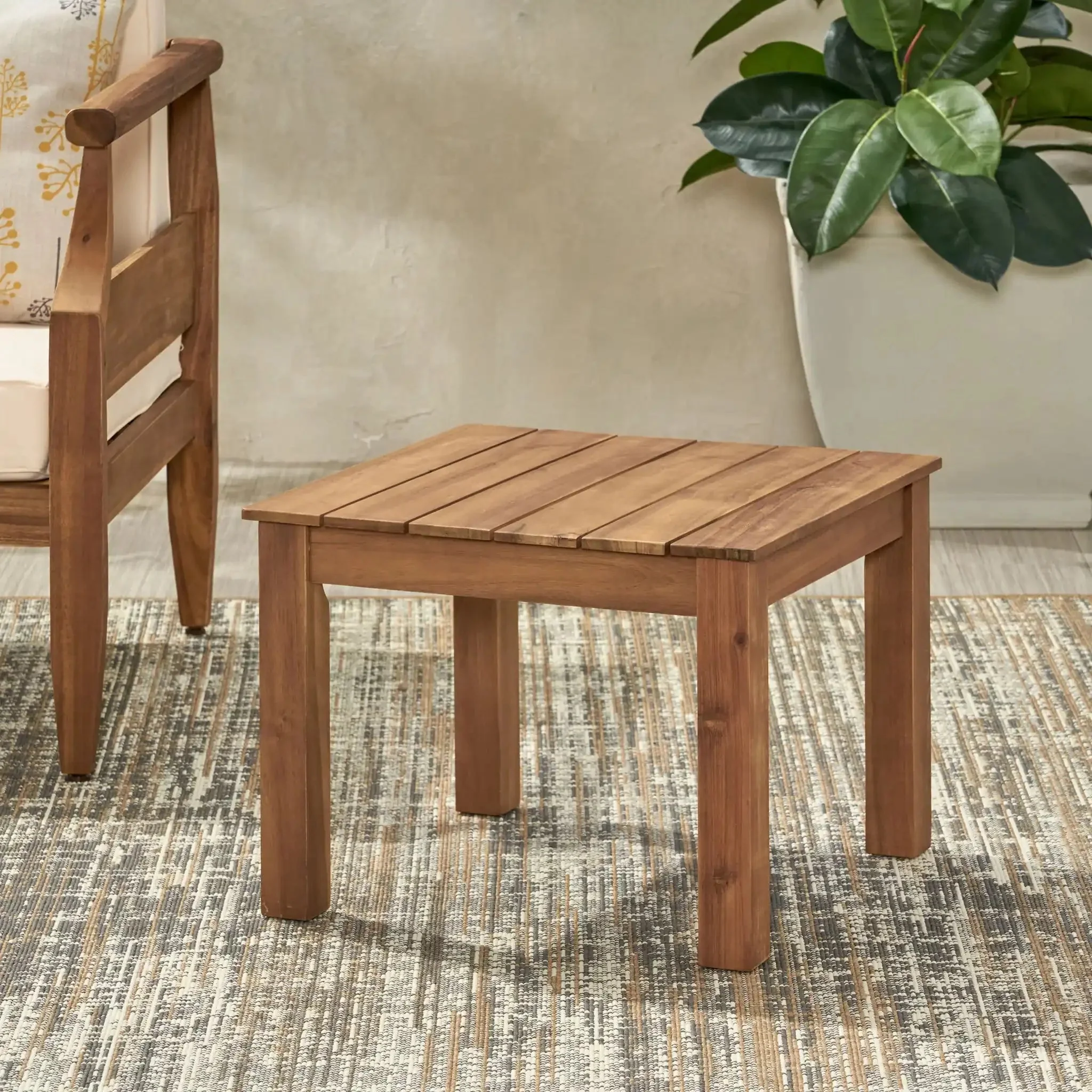 Halcyon - Outdoor Side Table With Slat Design - Image 6