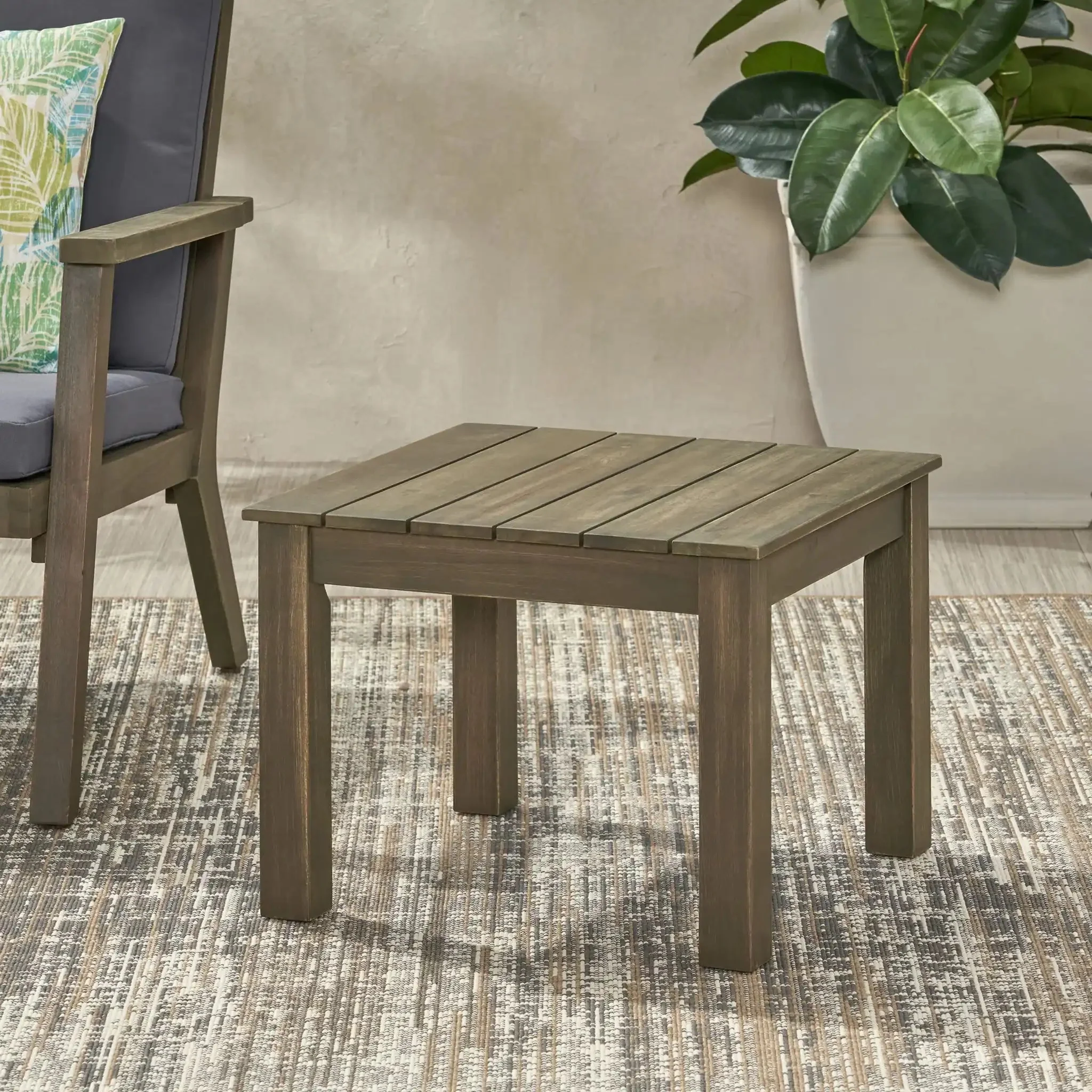 Halcyon - Outdoor Side Table With Slat Design - Image 7