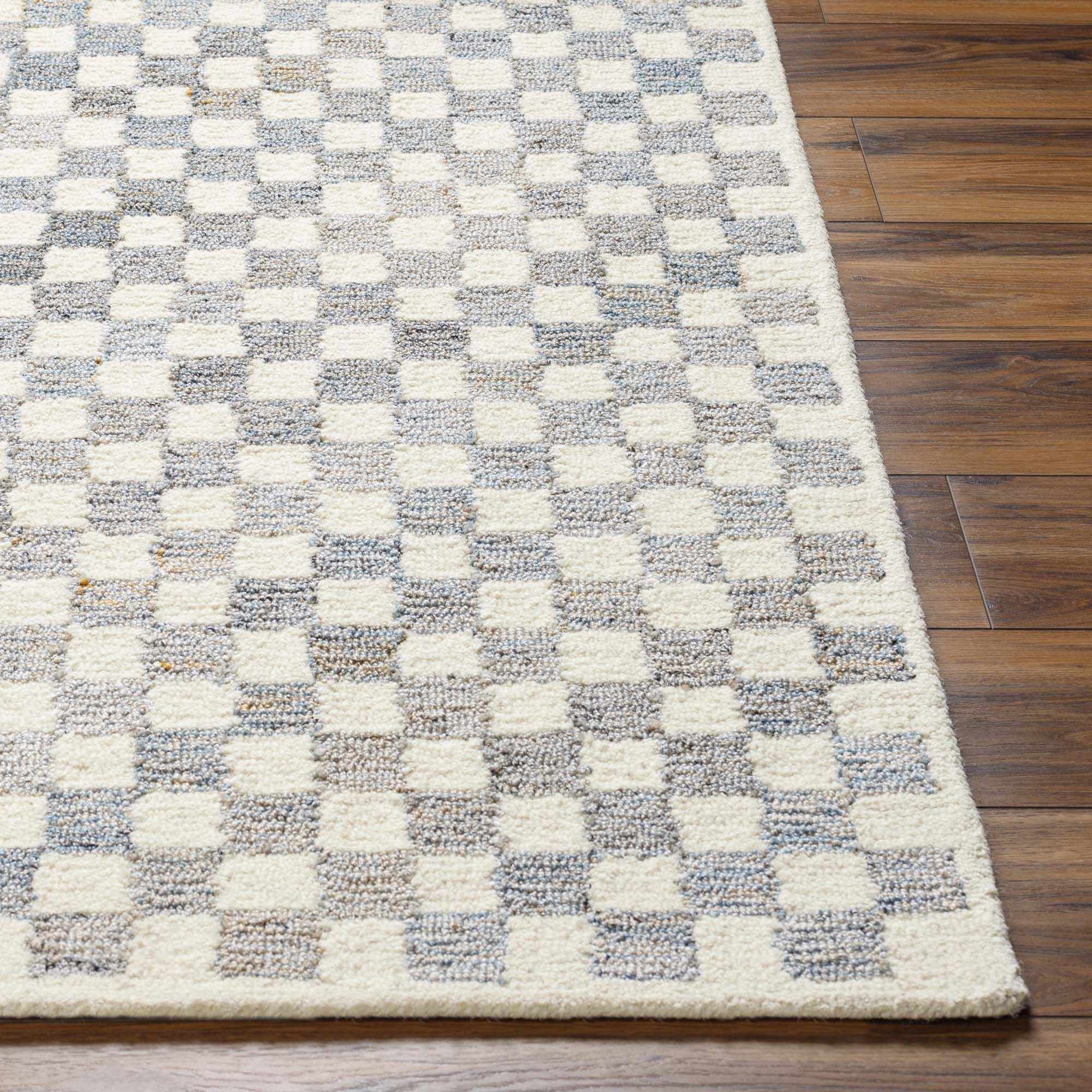 Halen Gray Checkered Area Rug - Image 3