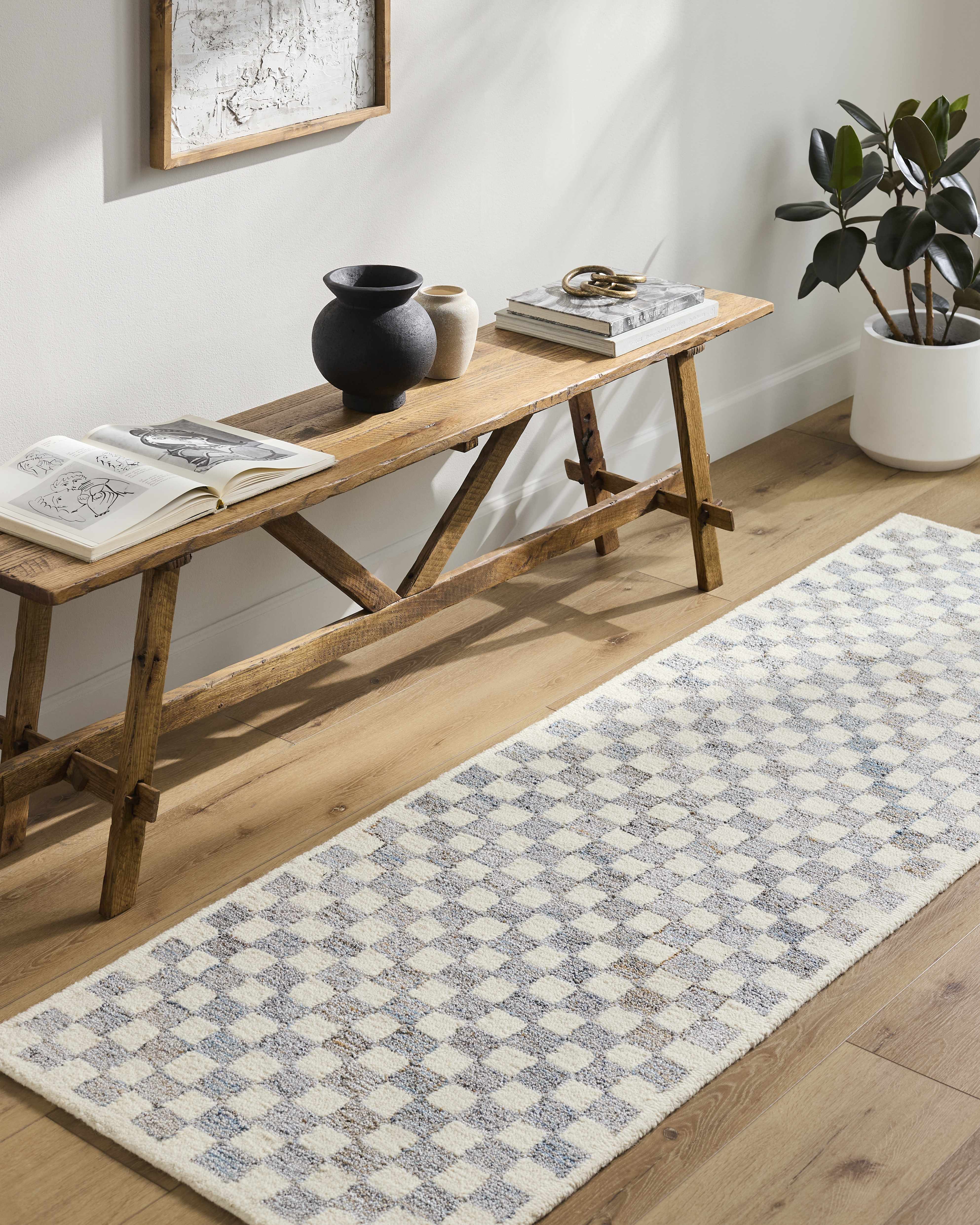 Halen Gray Checkered Area Rug - Image 8