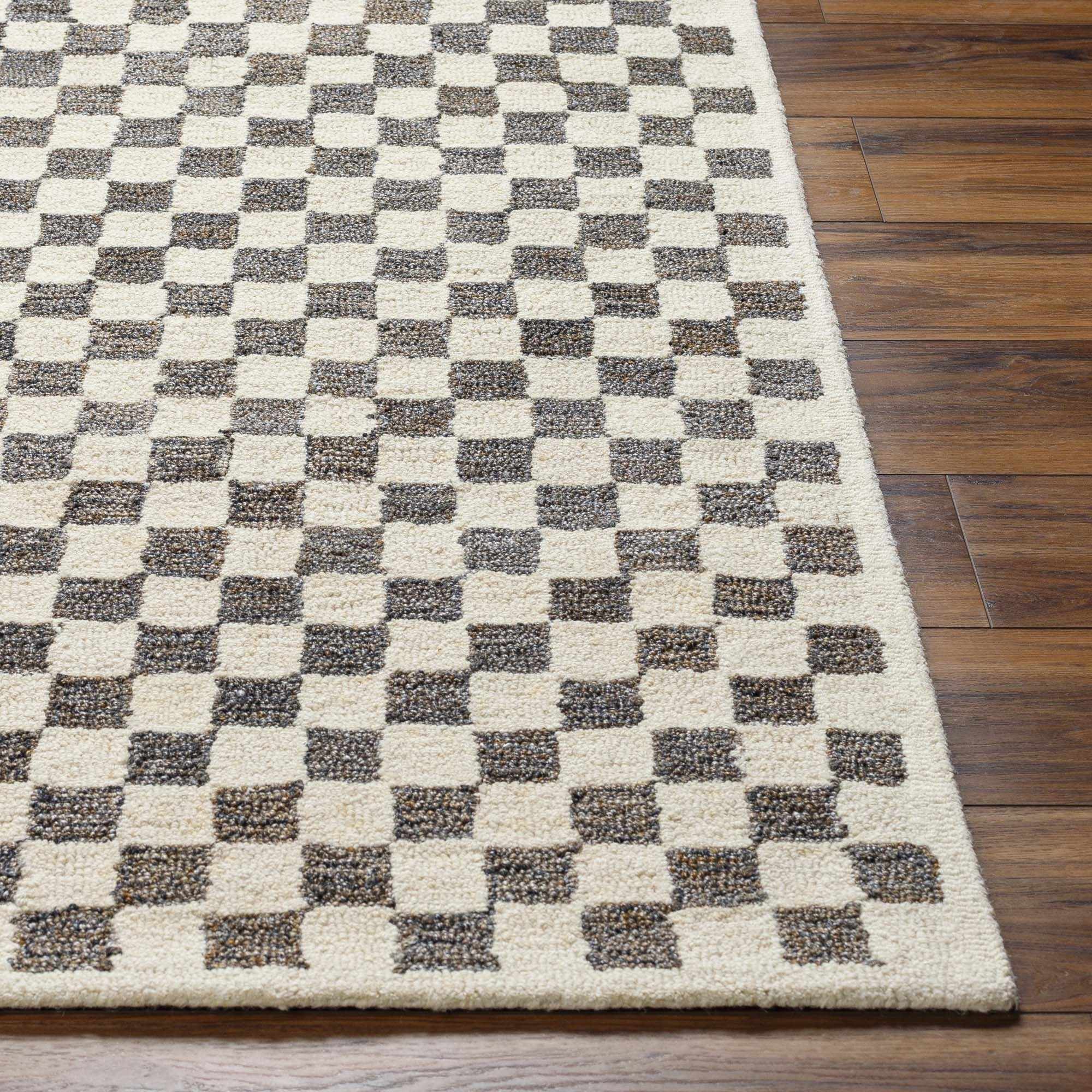 Halen Taupe Checkered Area Rug - Image 3