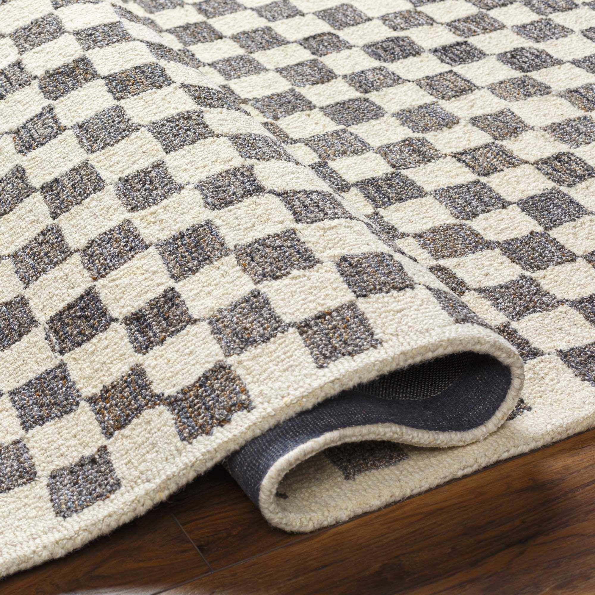 Halen Taupe Checkered Area Rug - Image 4