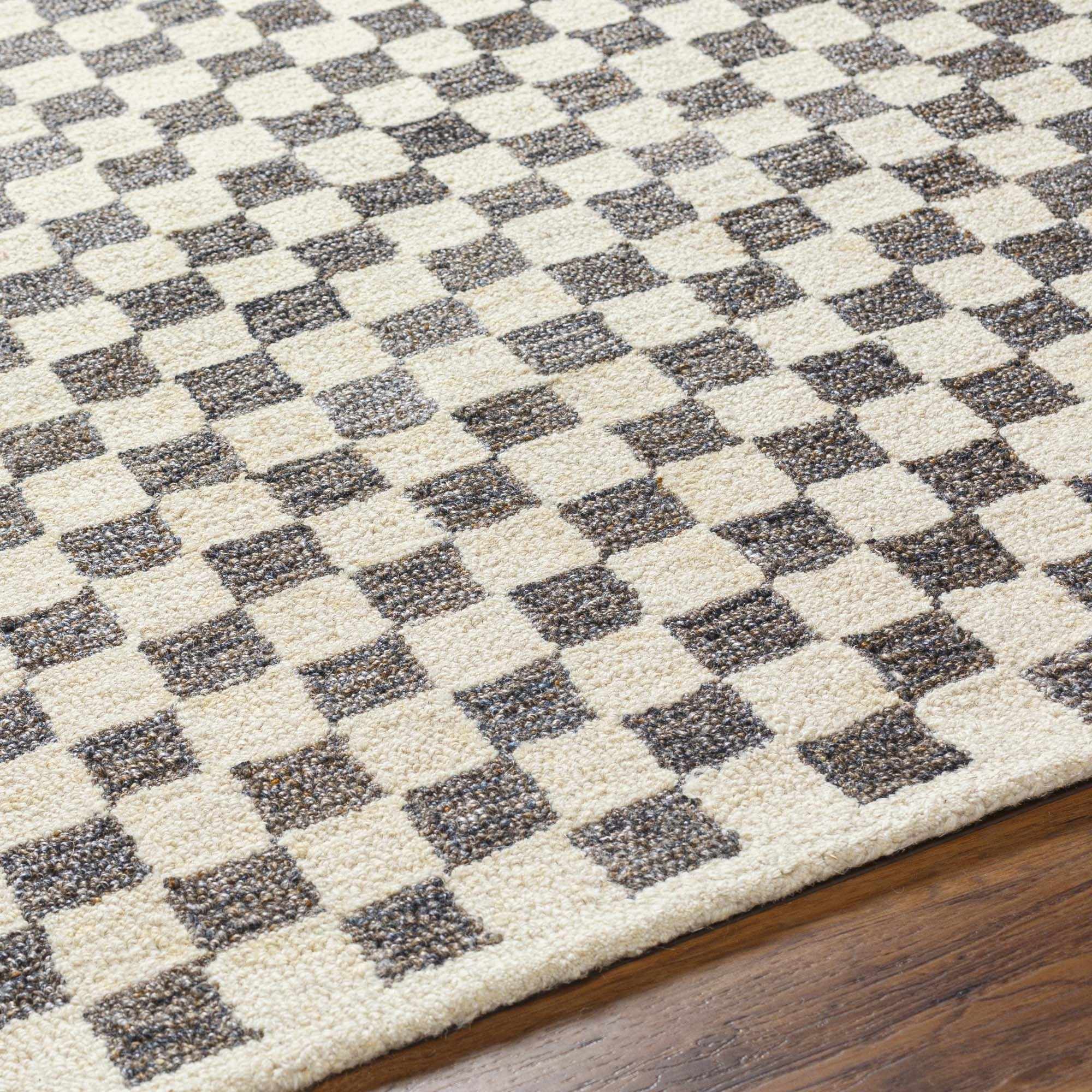 Halen Taupe Checkered Area Rug - Image 5
