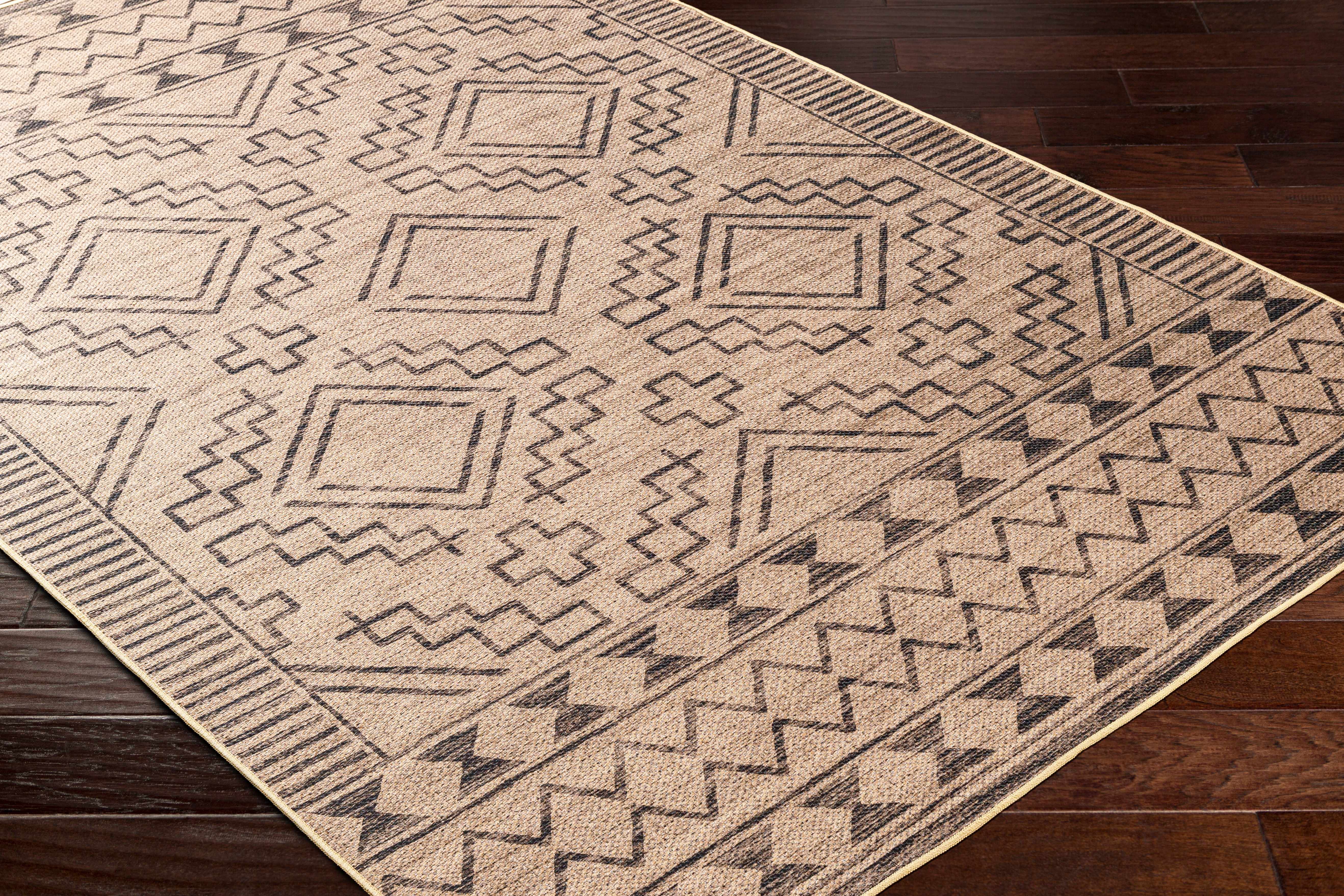 Halle Tan & Black Washable Area Rug - Clearance - Image 3