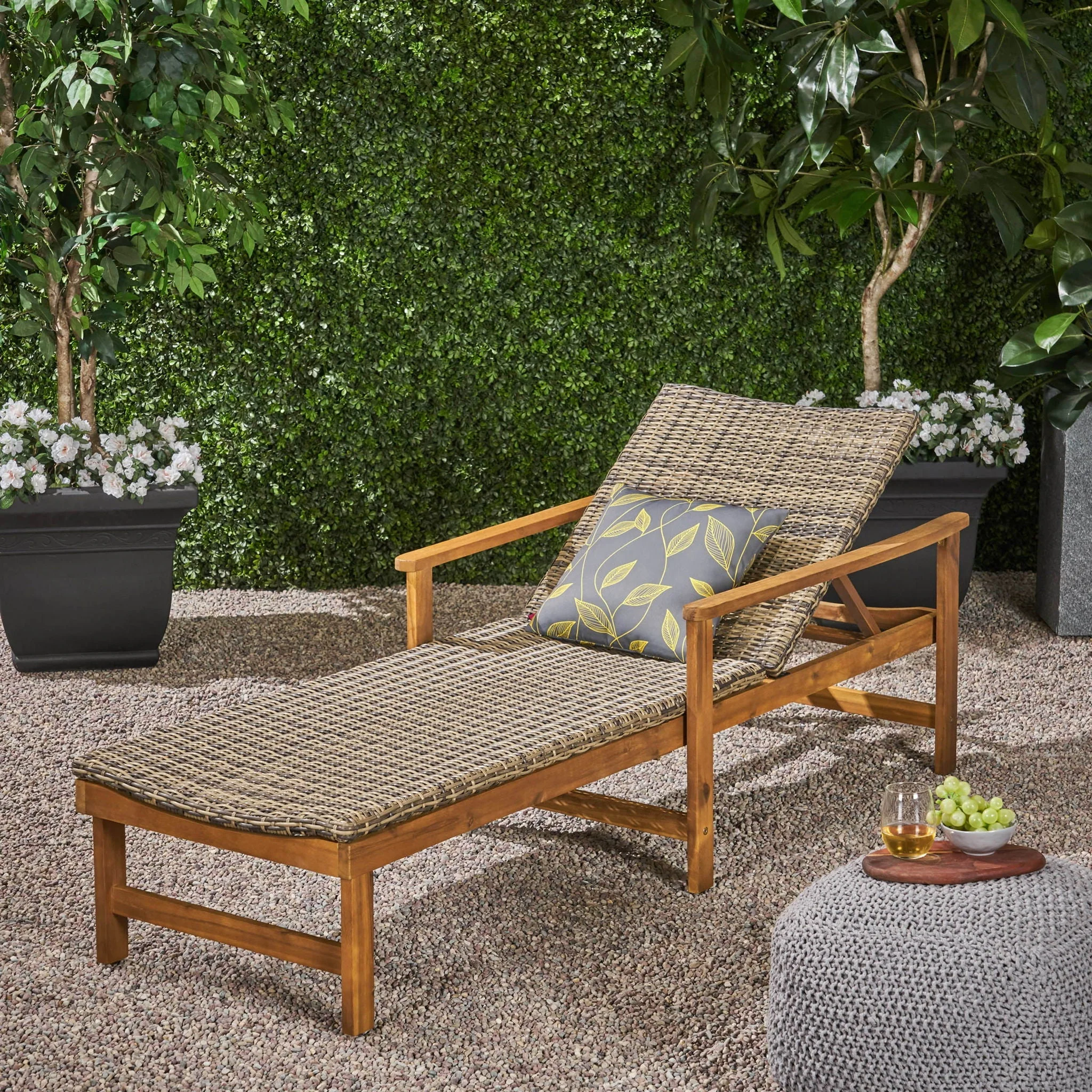 Hampton Outdoor Chaise Lounge With Adjustable Backrest - Natural - Image 2