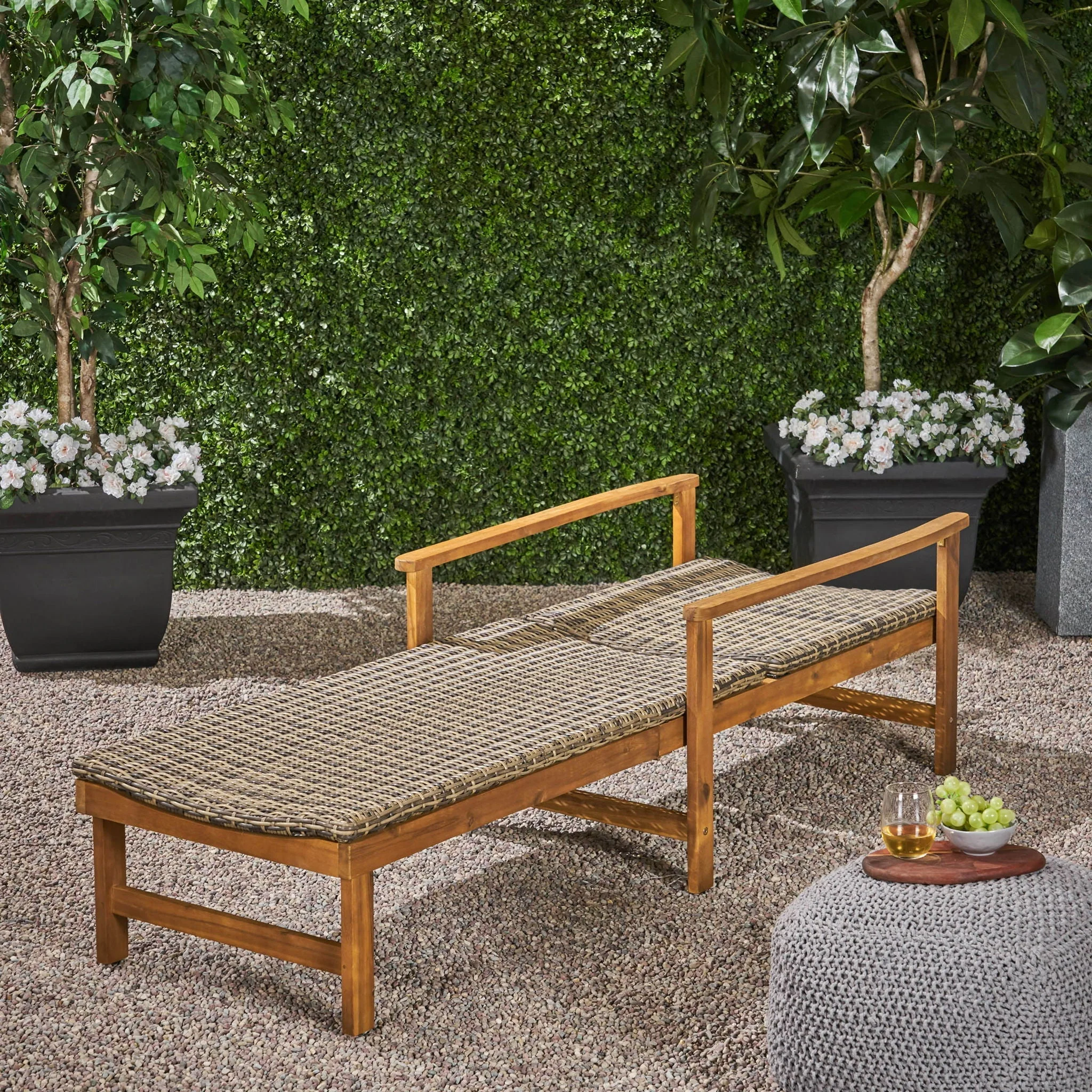 Hampton Outdoor Chaise Lounge With Adjustable Backrest - Natural - Image 3