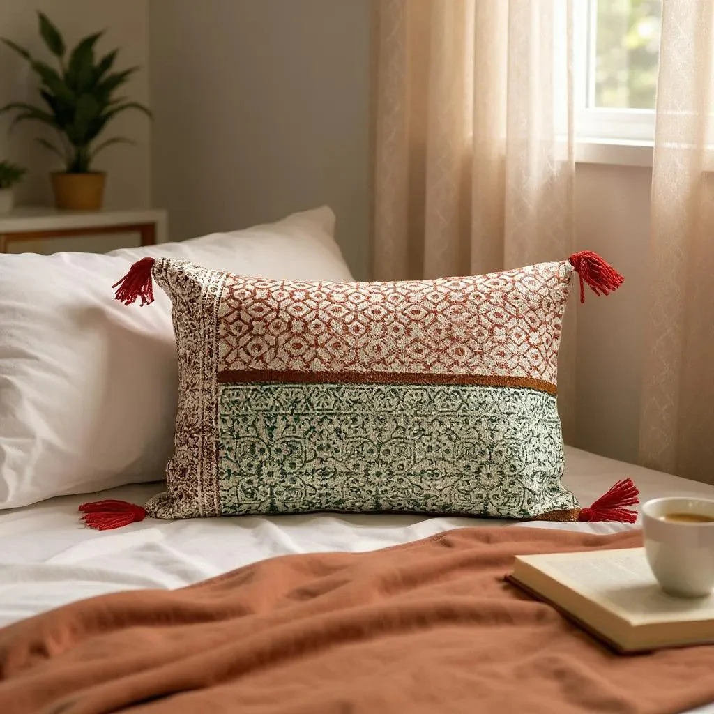 Hand Block Print Rectangular Throw Pillow - Image 10
