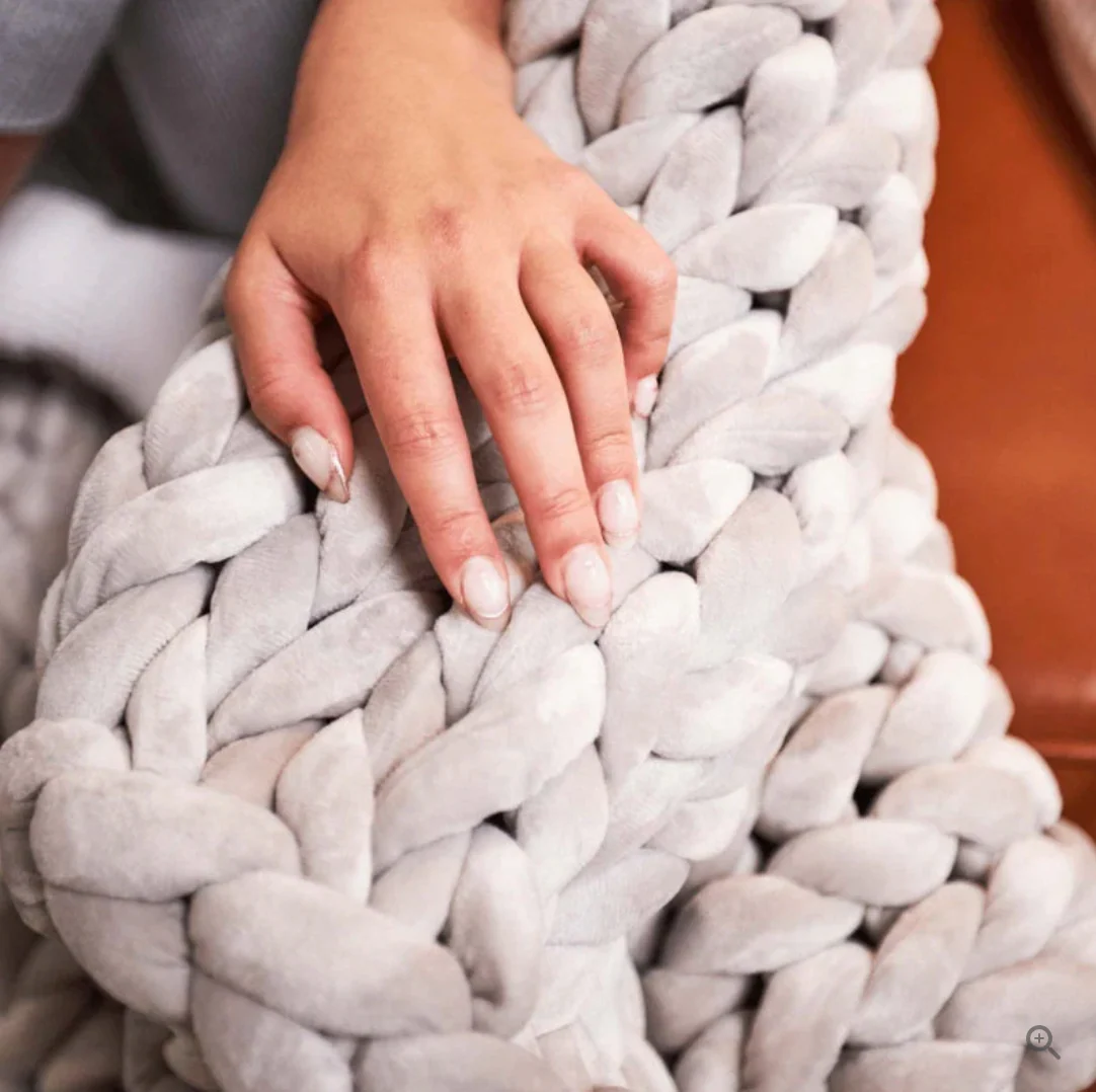 Hand Knitted Merino Wool Blanket Soft Chunky Throw All Season Cozy - Image 2