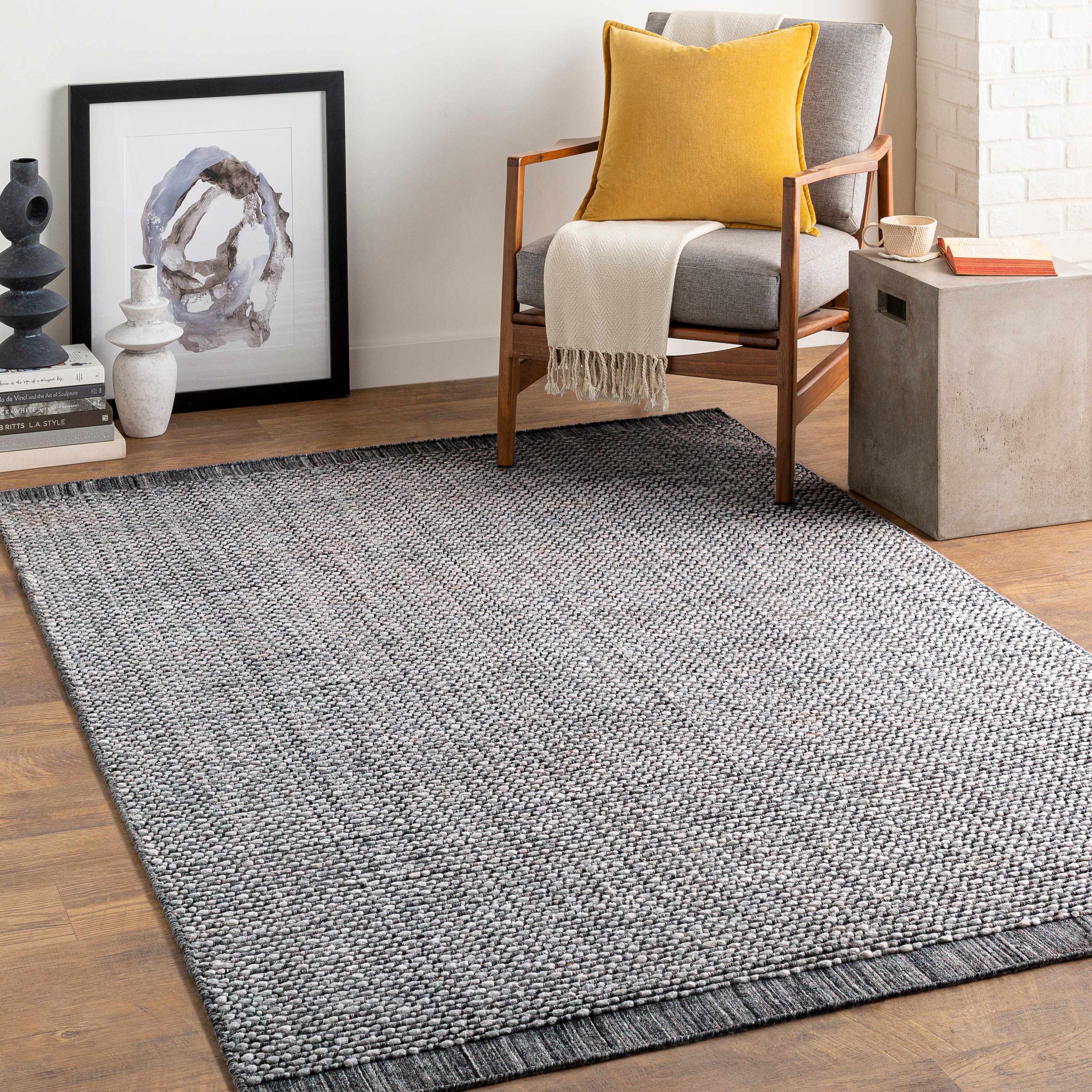 Hand Loomed Light Gray Area Rug - Clearance - Image 2