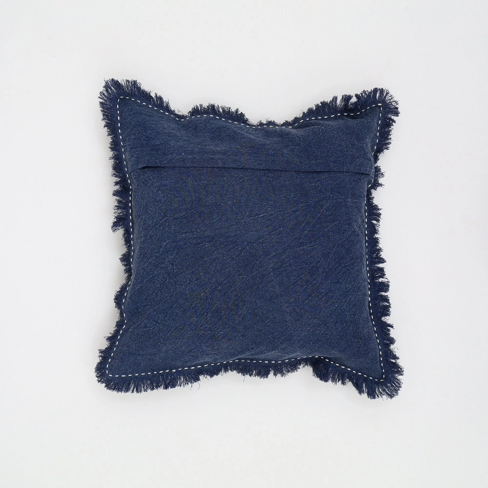 Handcrafted Cotton-Linen Fringe Throw Pillow - 22" - Image 5
