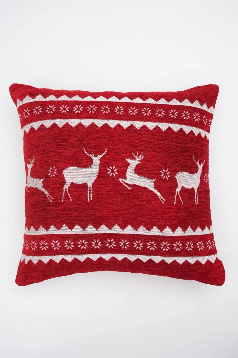 Handcrafted Reindeer Jacquard Pillow - Image 2