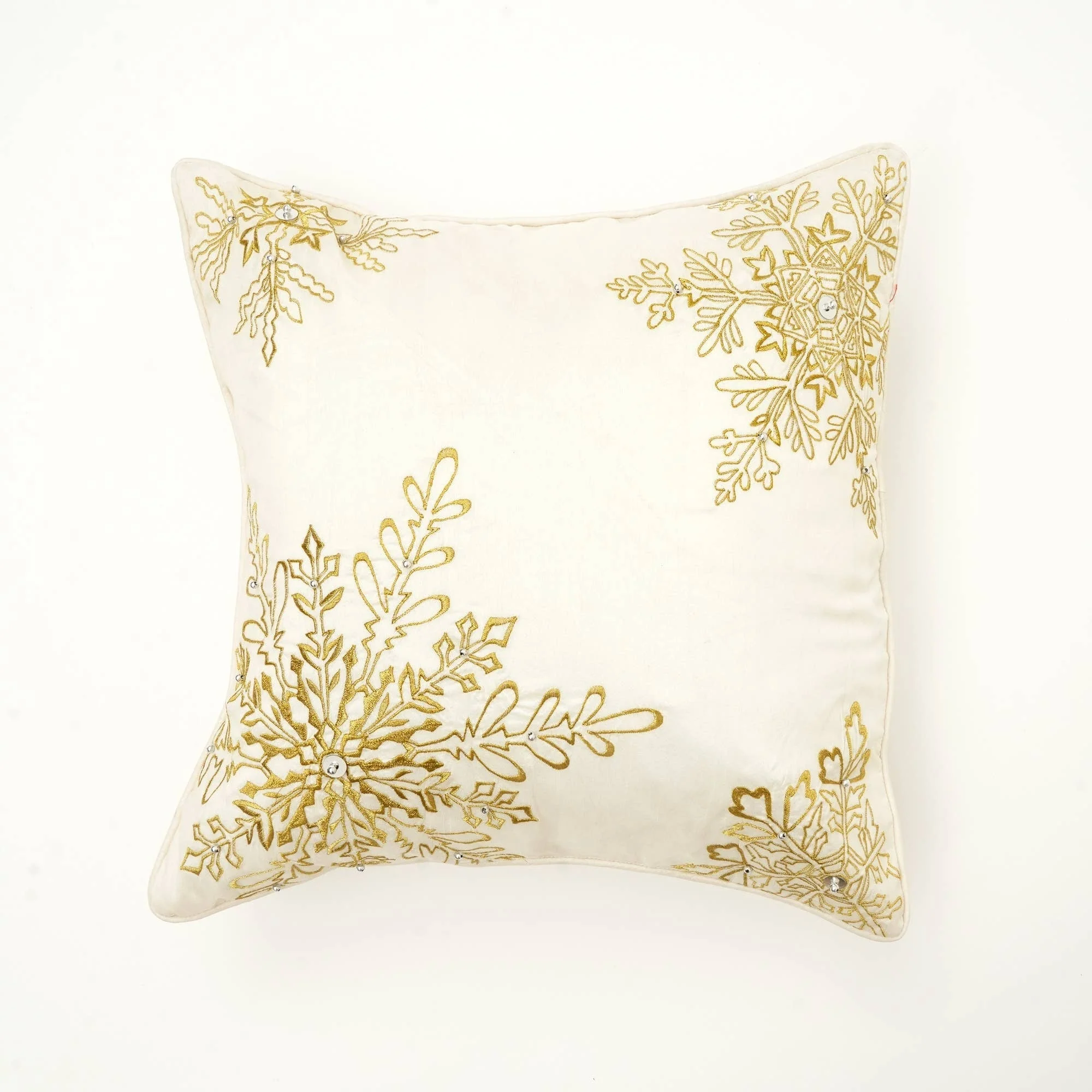 Handcrafted Snowflake Beaded Holiday Pillow - Image 2