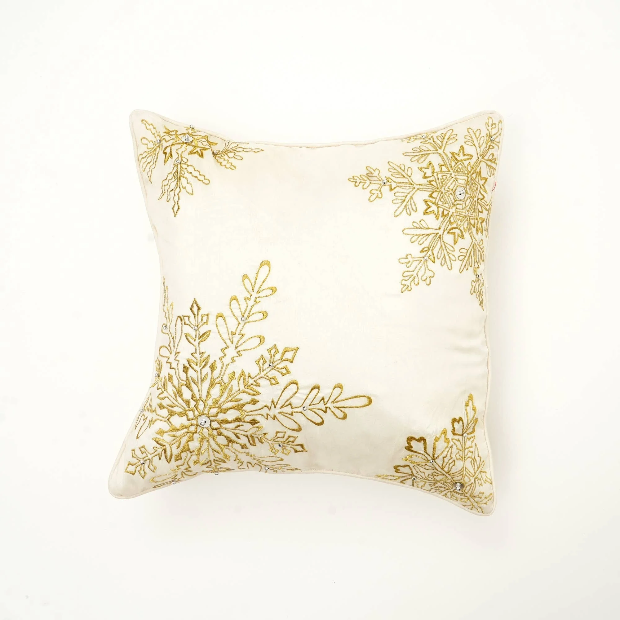 Handcrafted Snowflake Beaded Holiday Pillow - Image 4