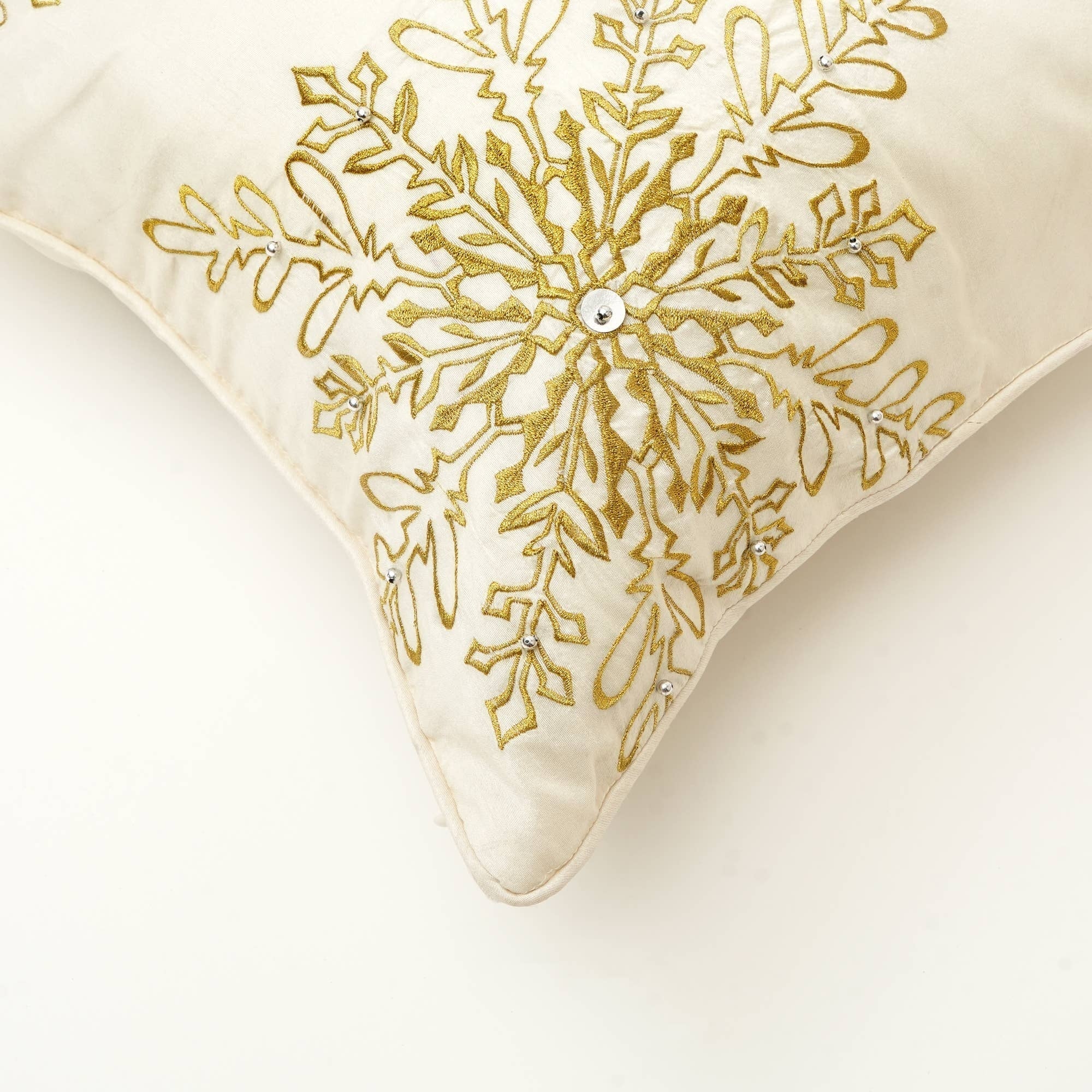 Handcrafted Snowflake Beaded Holiday Pillow - Image 8