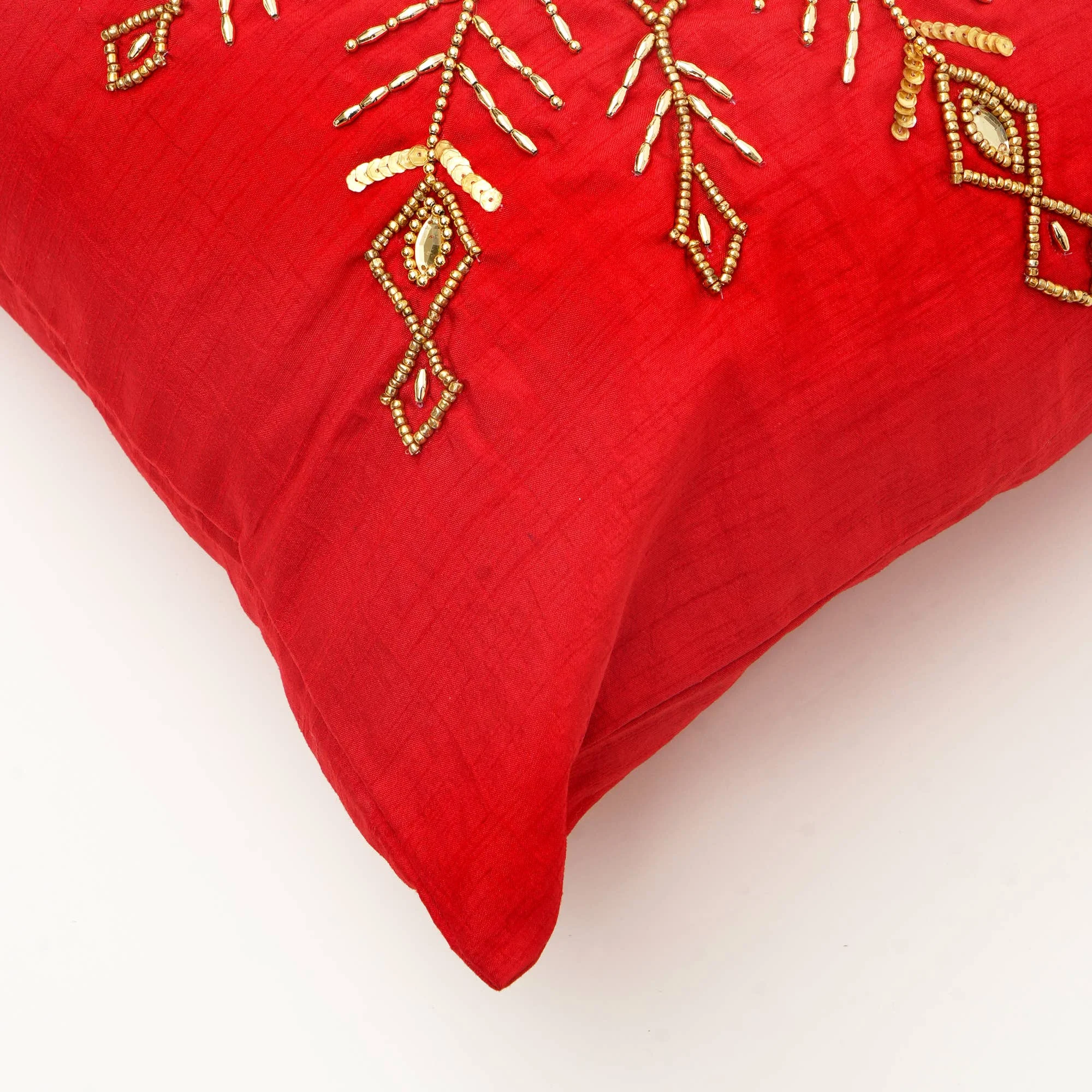 Handcrafted Snowflake Embroidered Cotton Pillow - Image 5