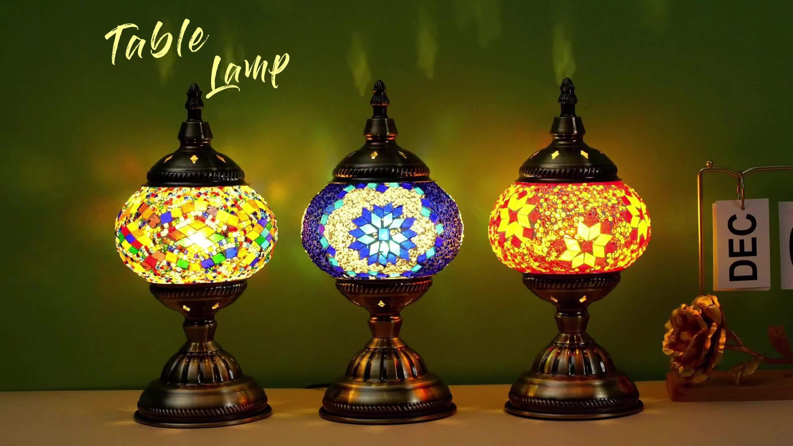 Handmade Turkish Mosaic Lamp – Dimmable Glass Pumpkin Night Light for Bedroom - Image 10