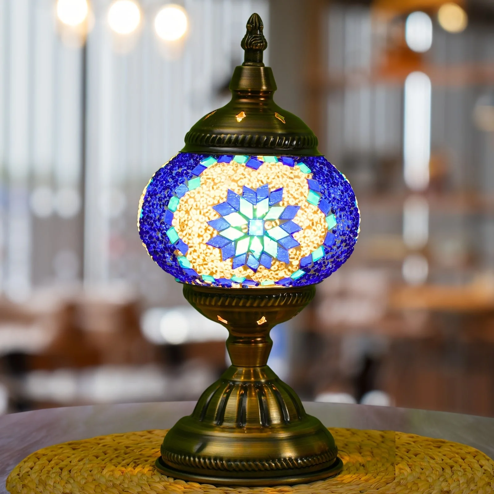 Handmade Turkish Mosaic Lamp – Dimmable Glass Pumpkin Night Light for Bedroom - Image 16