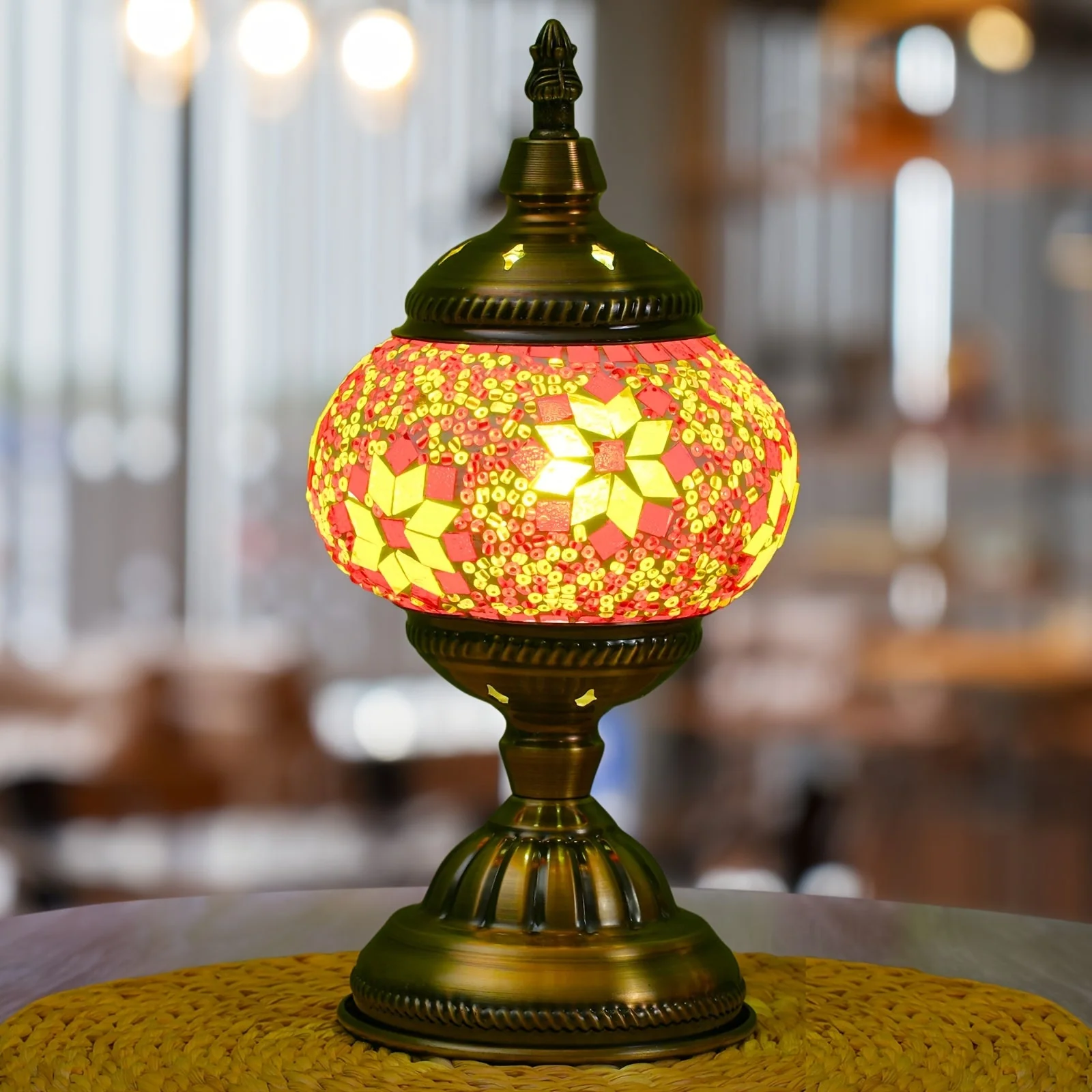 Handmade Turkish Mosaic Lamp – Dimmable Glass Pumpkin Night Light for Bedroom - Image 17
