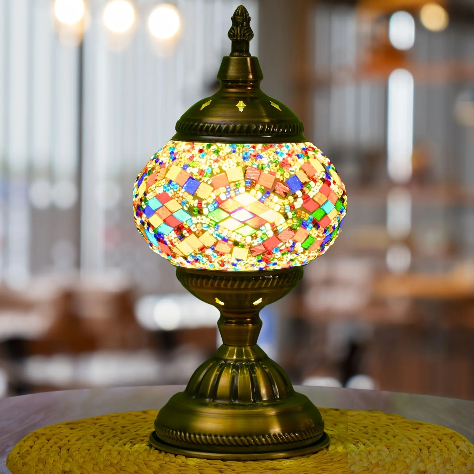Handmade Turkish Mosaic Lamp – Dimmable Glass Pumpkin Night Light for Bedroom - Image 18