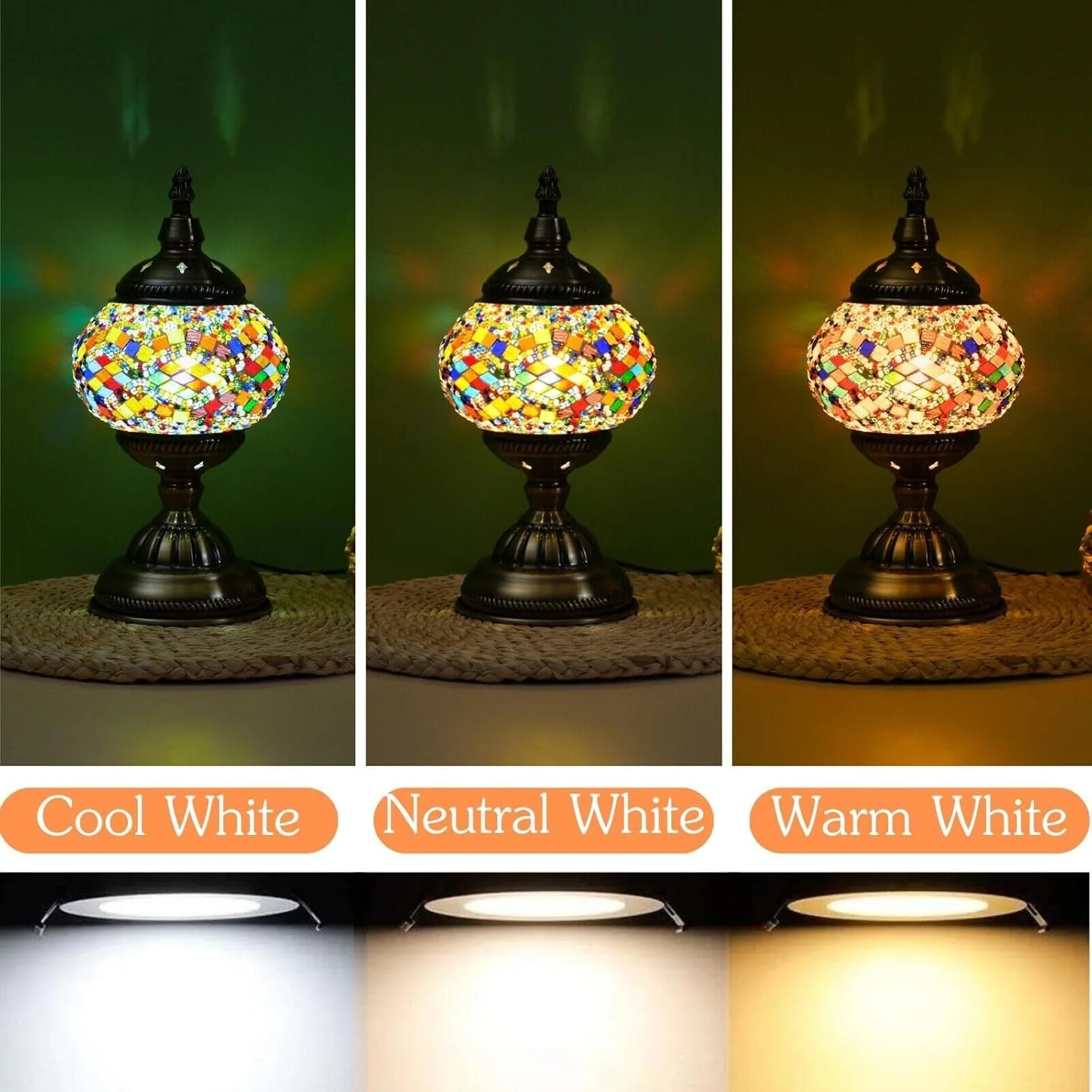 Handmade Turkish Mosaic Lamp – Dimmable Glass Pumpkin Night Light for Bedroom - Image 5