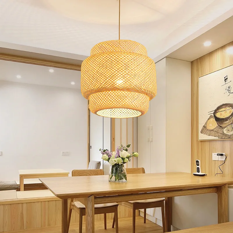 Handwoven Chinese Bamboo Pendant Lamp – Woven Hanging Light for Restaurant & Home